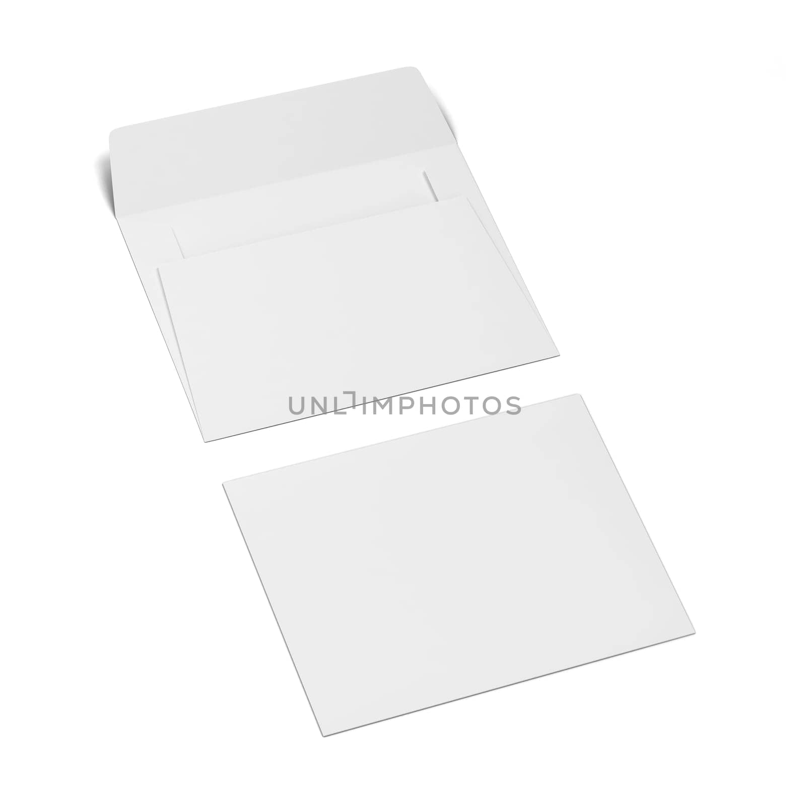 Blank paper envelope mockup. 3d illustration isolated on white background