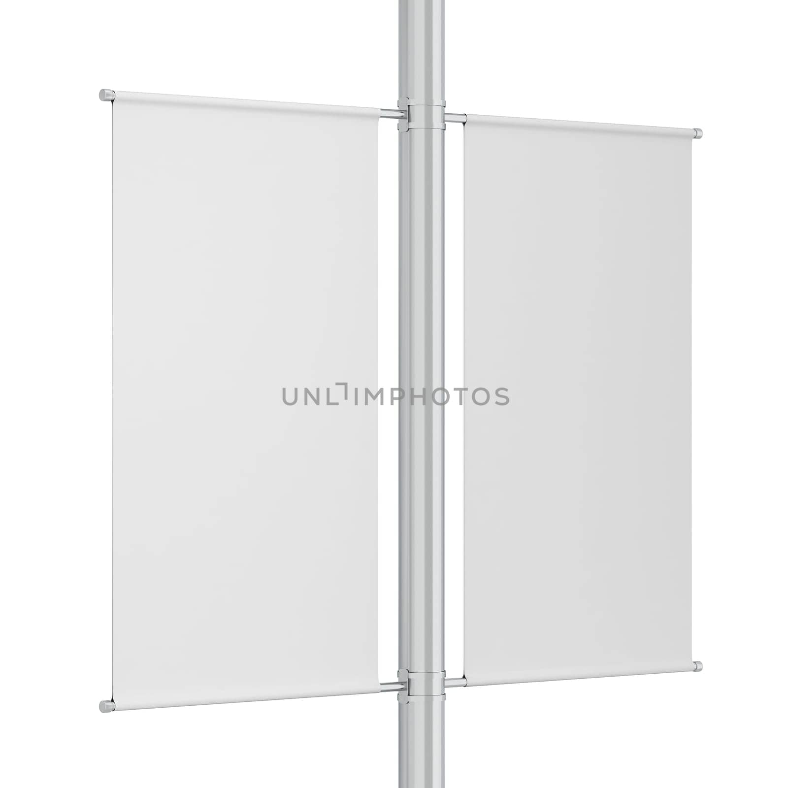 Blank pole banner mockup. 3d illustration isolated on white background