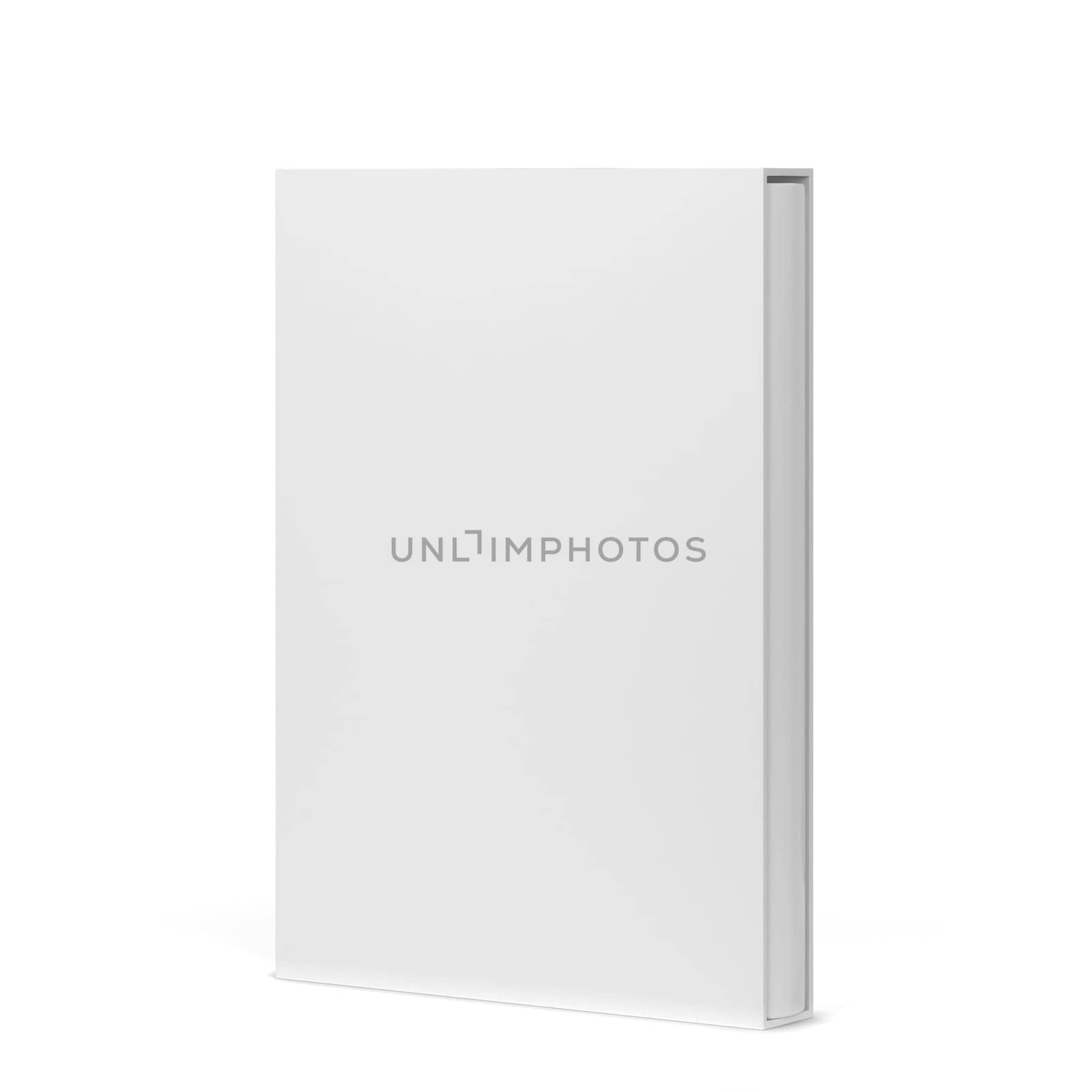 Book in a slipcase cover mockup. 3d illustration isolated on white background