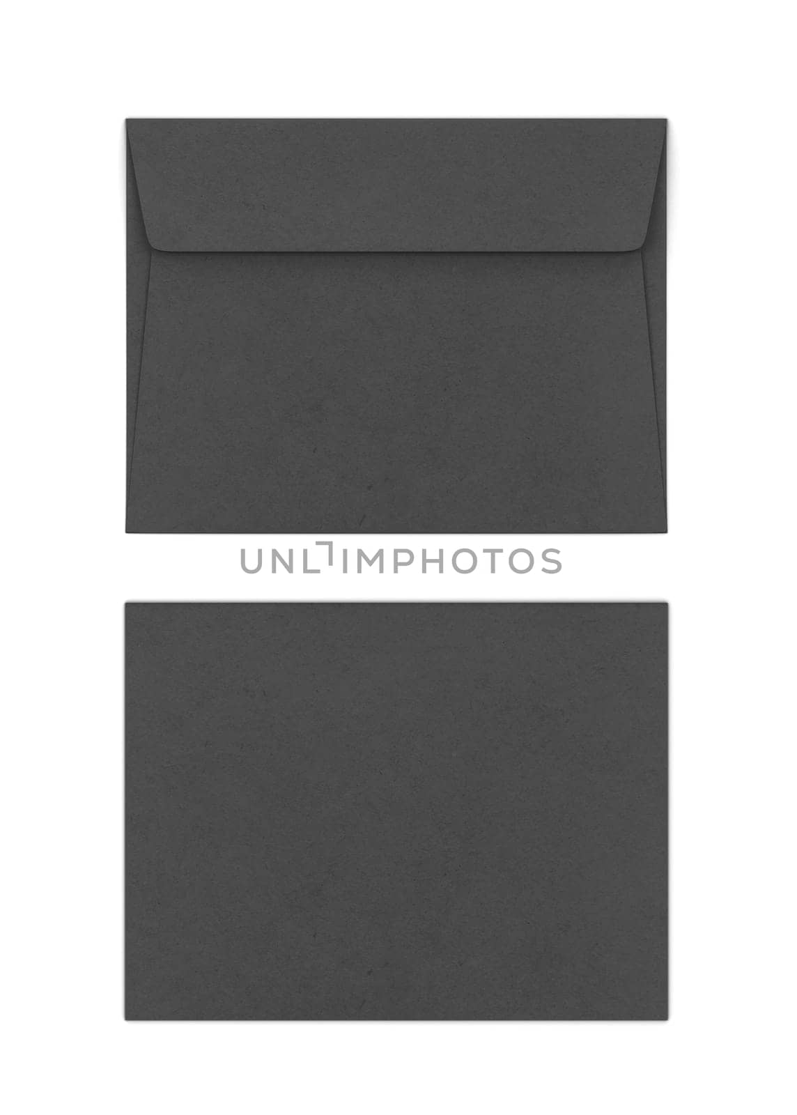 Blank paper envelope mockup. 3d illustration isolated on white background