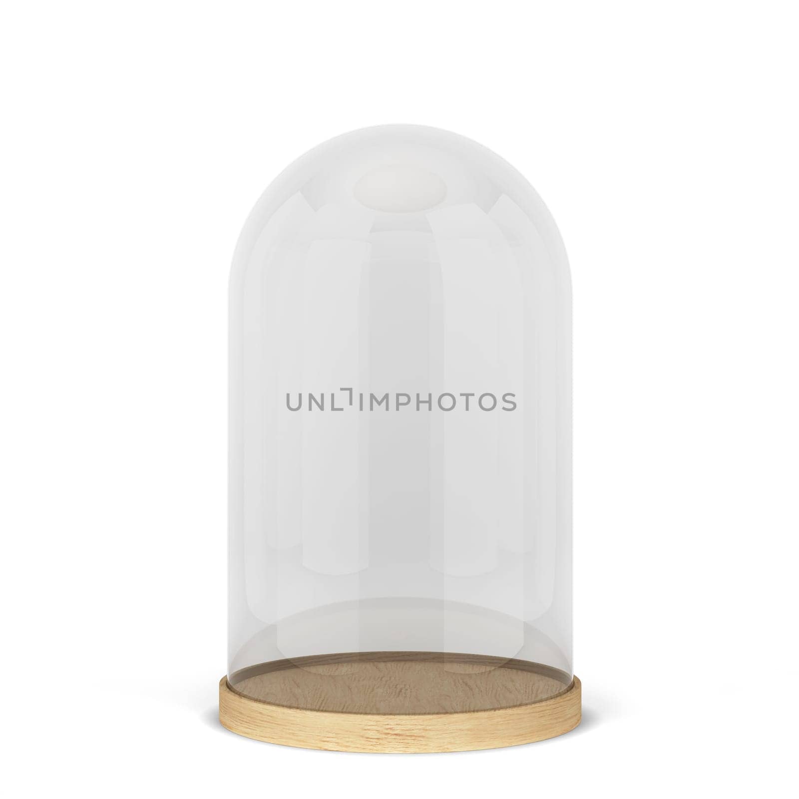 Glass dome on a stand. 3d illustration isolated on white background