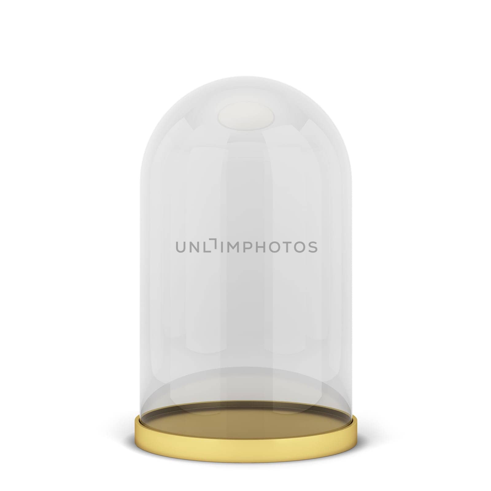 Glass dome on a stand. 3d illustration isolated on white background
