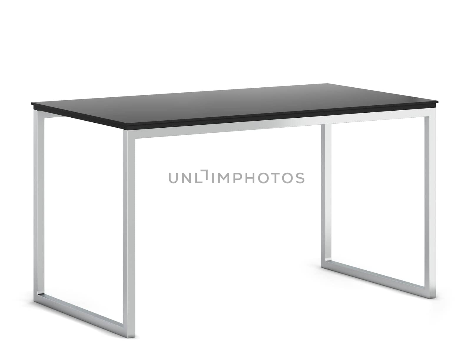 Minimalistic modern table with metallic legs. 3d illustration isolated on white background