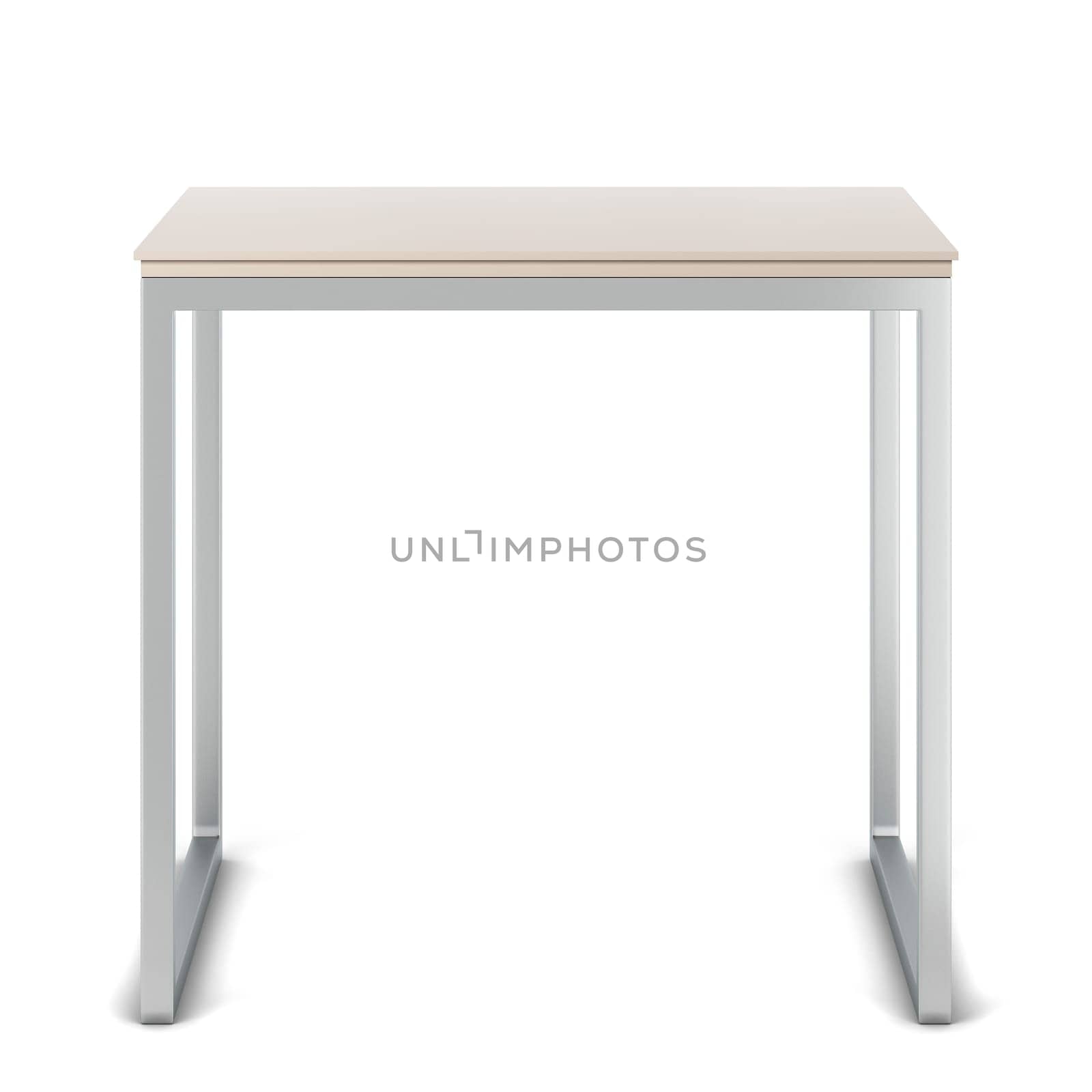 Minimalistic modern table with metallic legs. 3d illustration isolated on white background