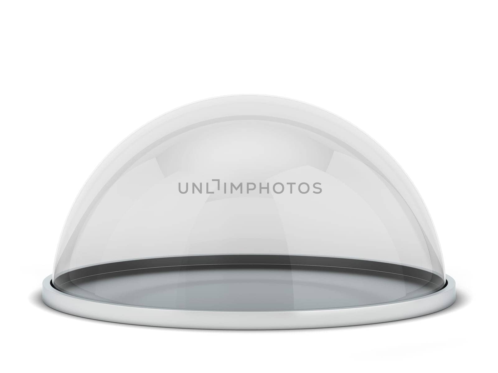 Glass dome on a stand. 3d illustration isolated on white background