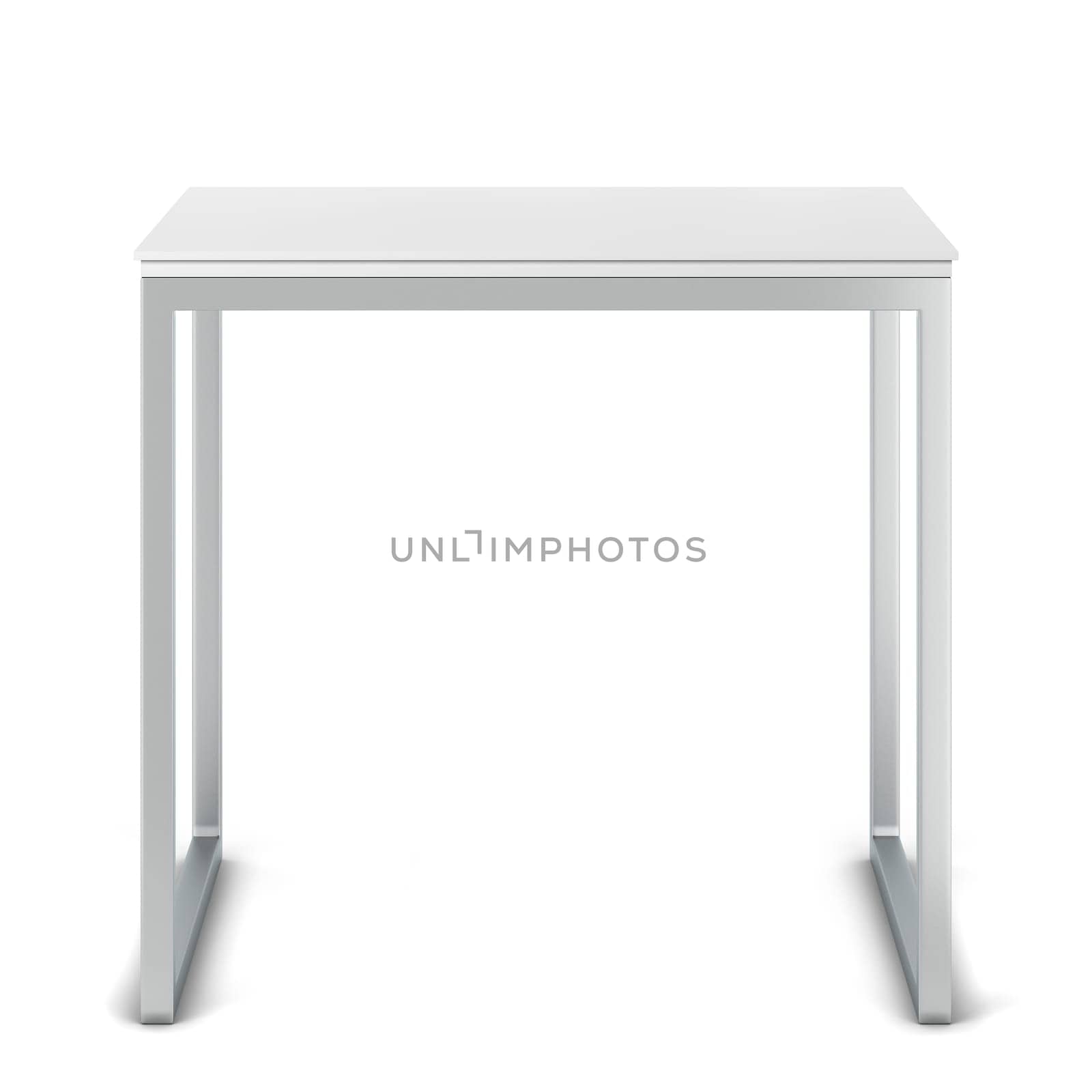Minimalistic modern table with metallic legs. 3d illustration isolated on white background