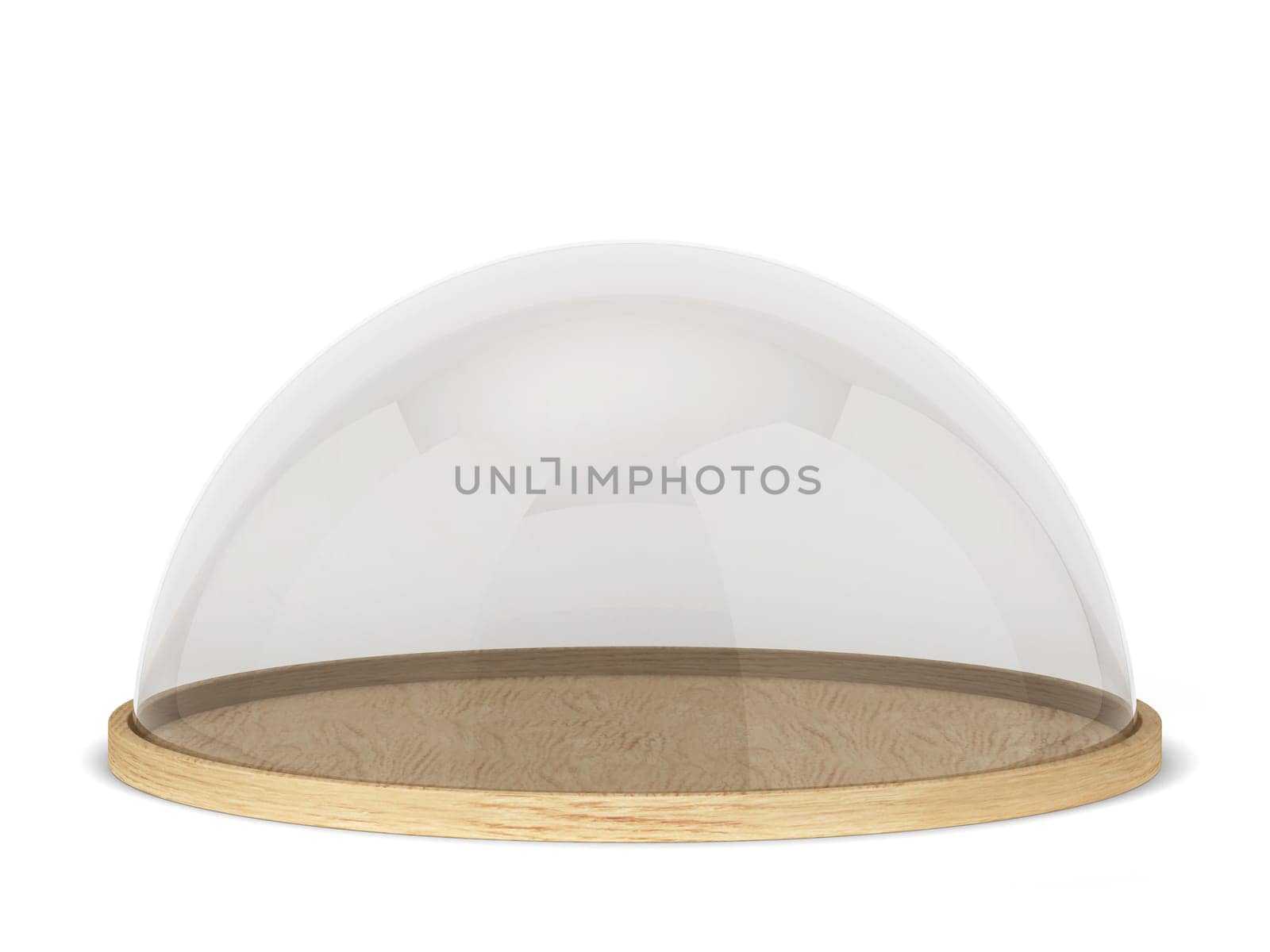 Glass dome on a stand. 3d illustration isolated on white background