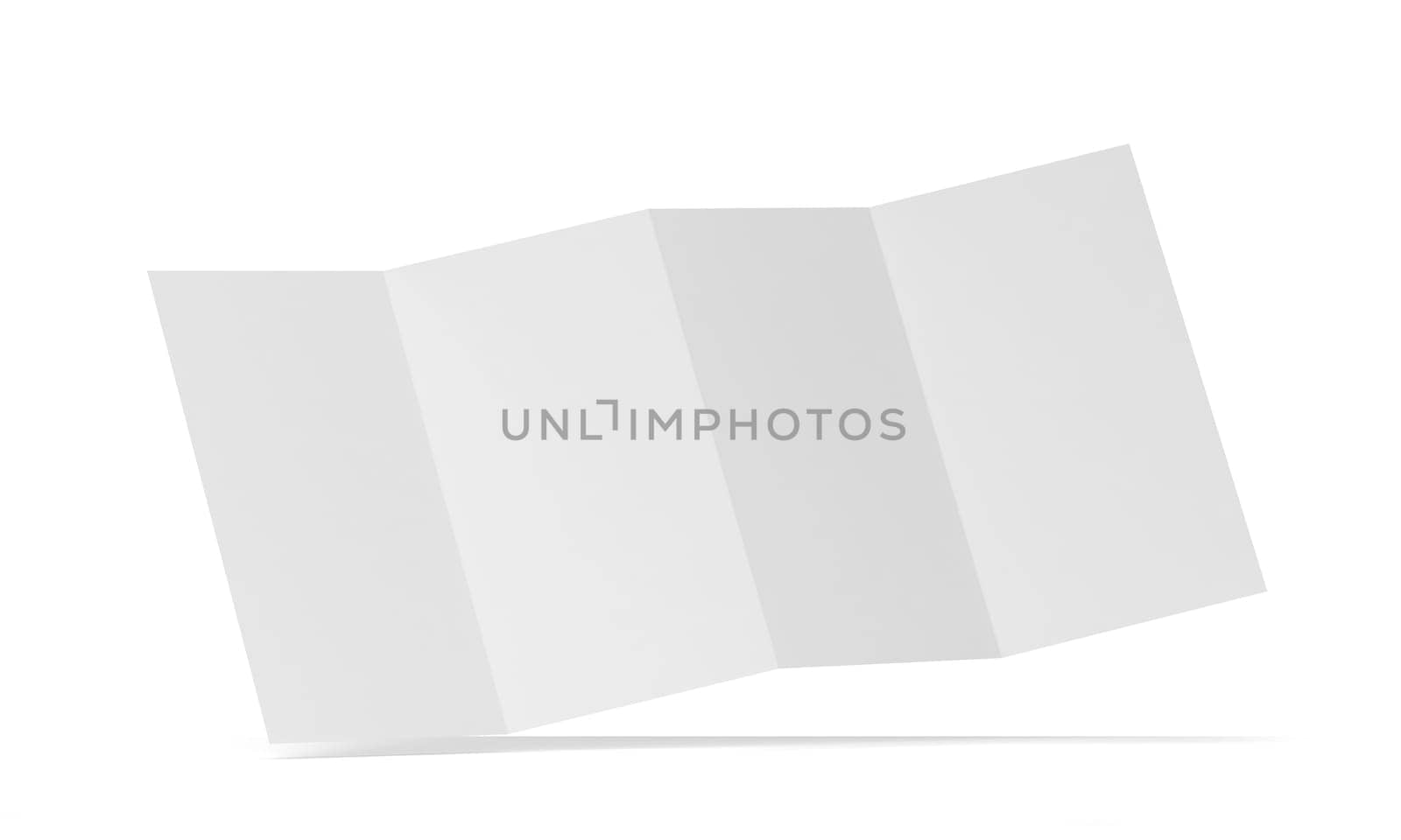 4-folded brochure mockup. 3d illustration isolated on white background