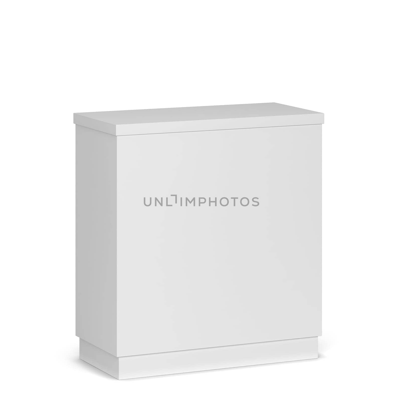 Blank counter stand mockup. 3d illustration isolated on white background