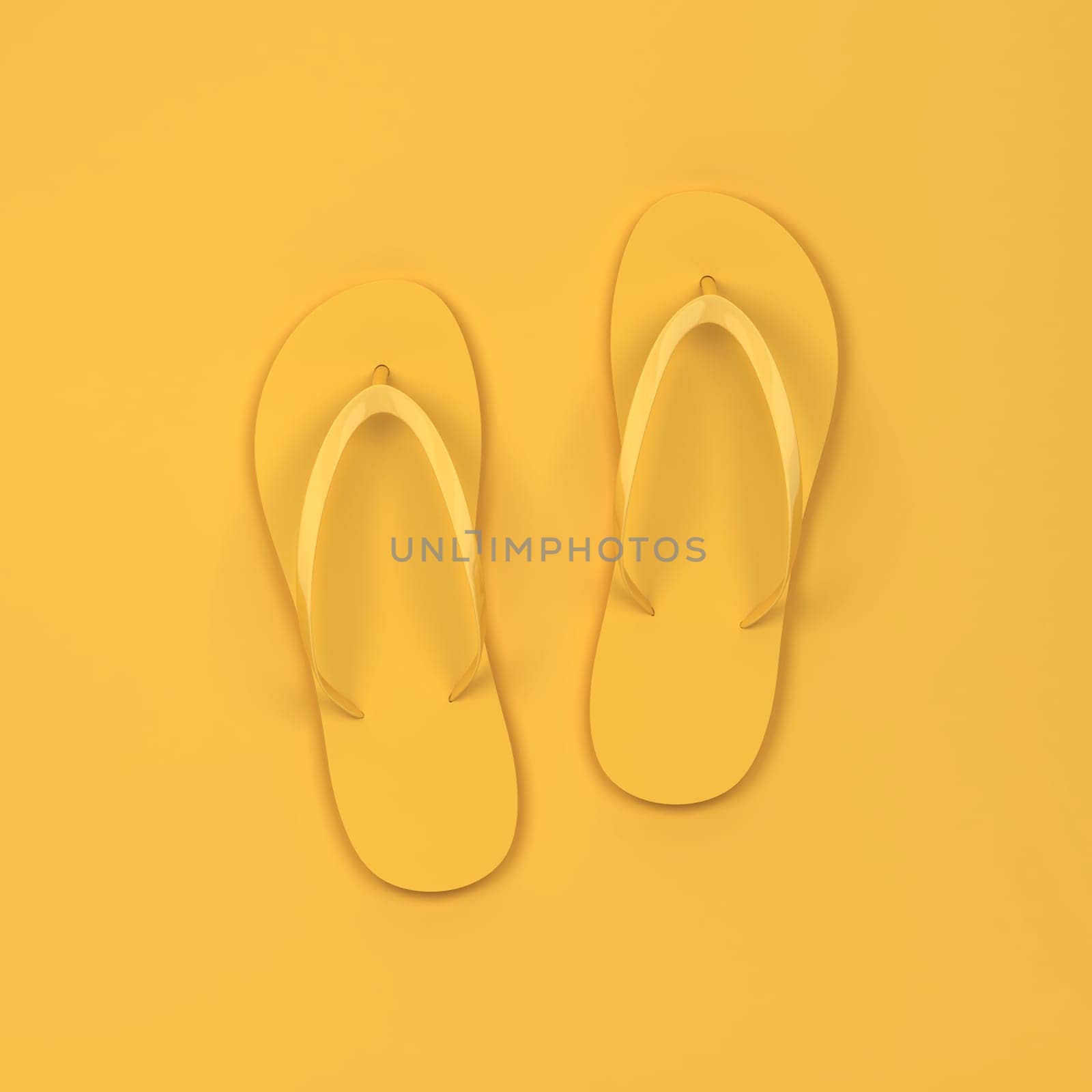 Blank pair of flip flops mockup. 3d illustration