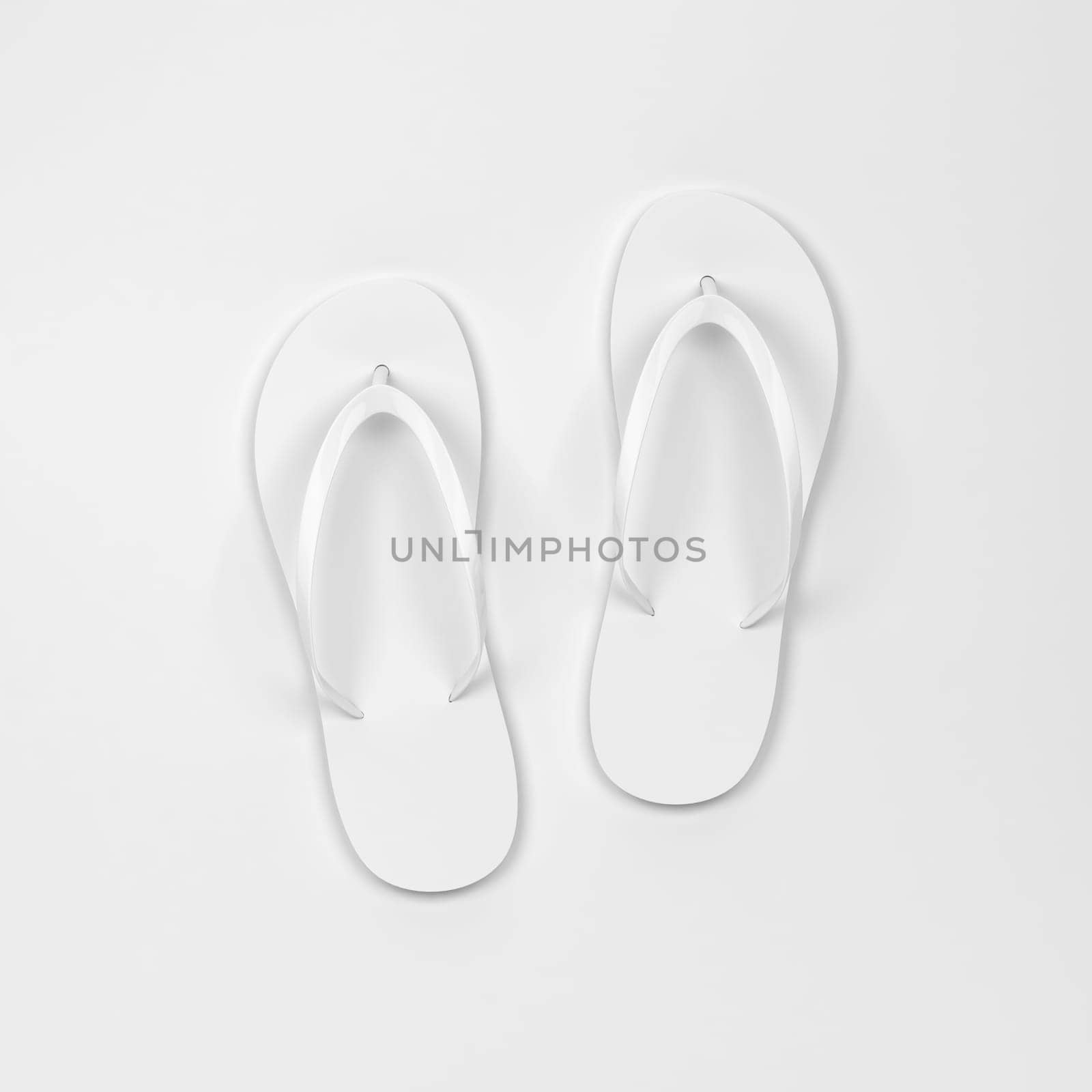 Blank pair of flip flops mockup. 3d illustration