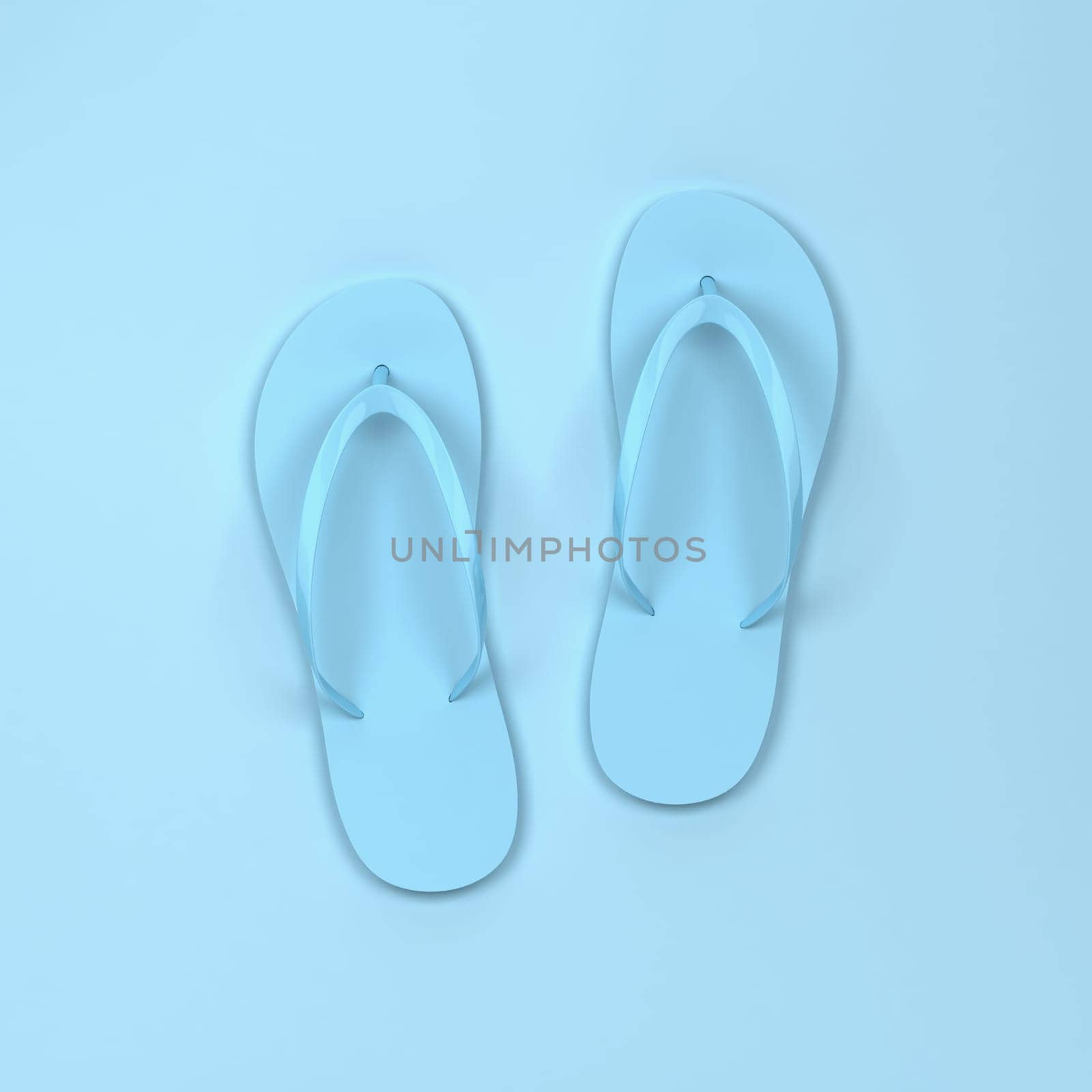 Blank pair of flip flops mockup. 3d illustration