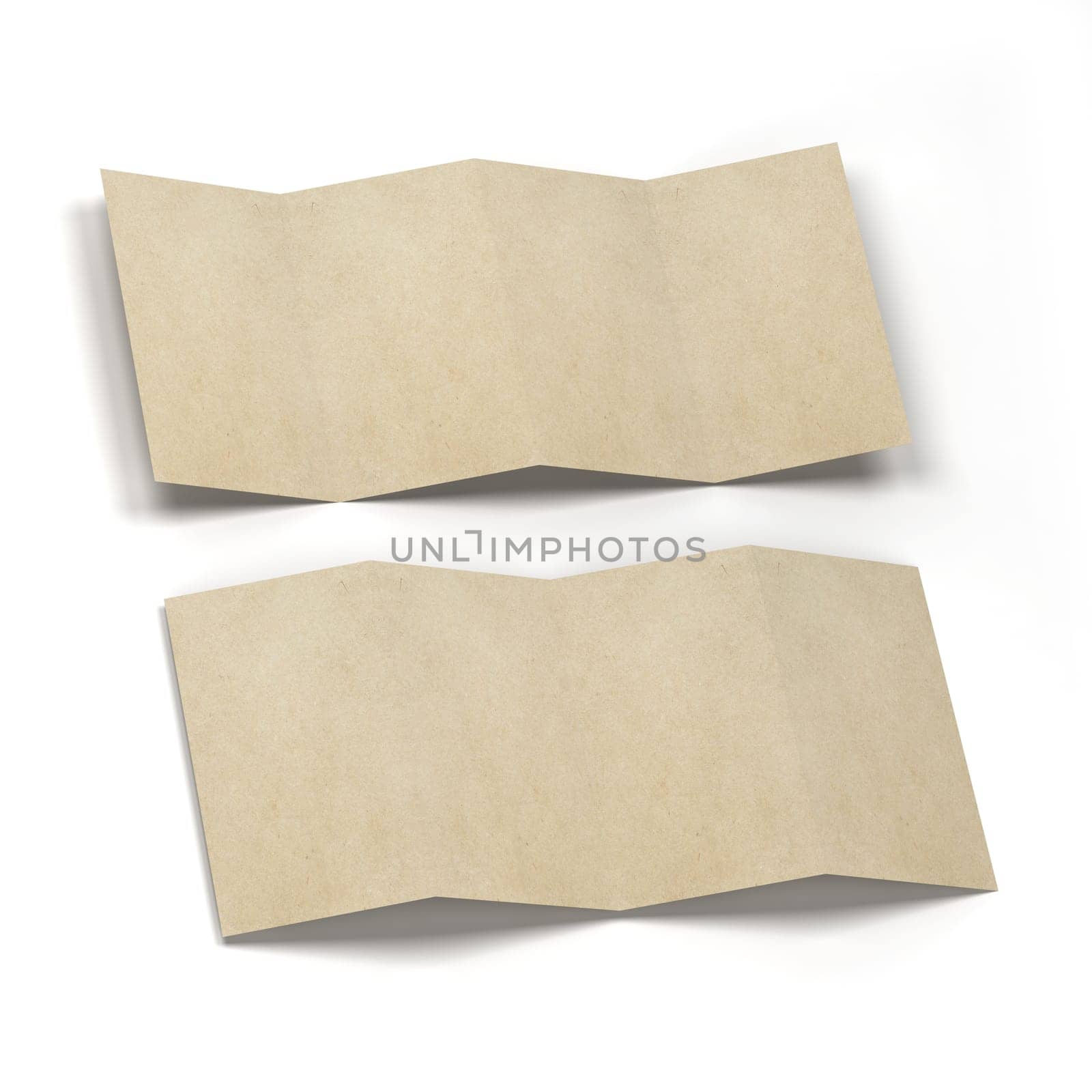 4-folded brochure mockup. 3d illustration isolated on white background
