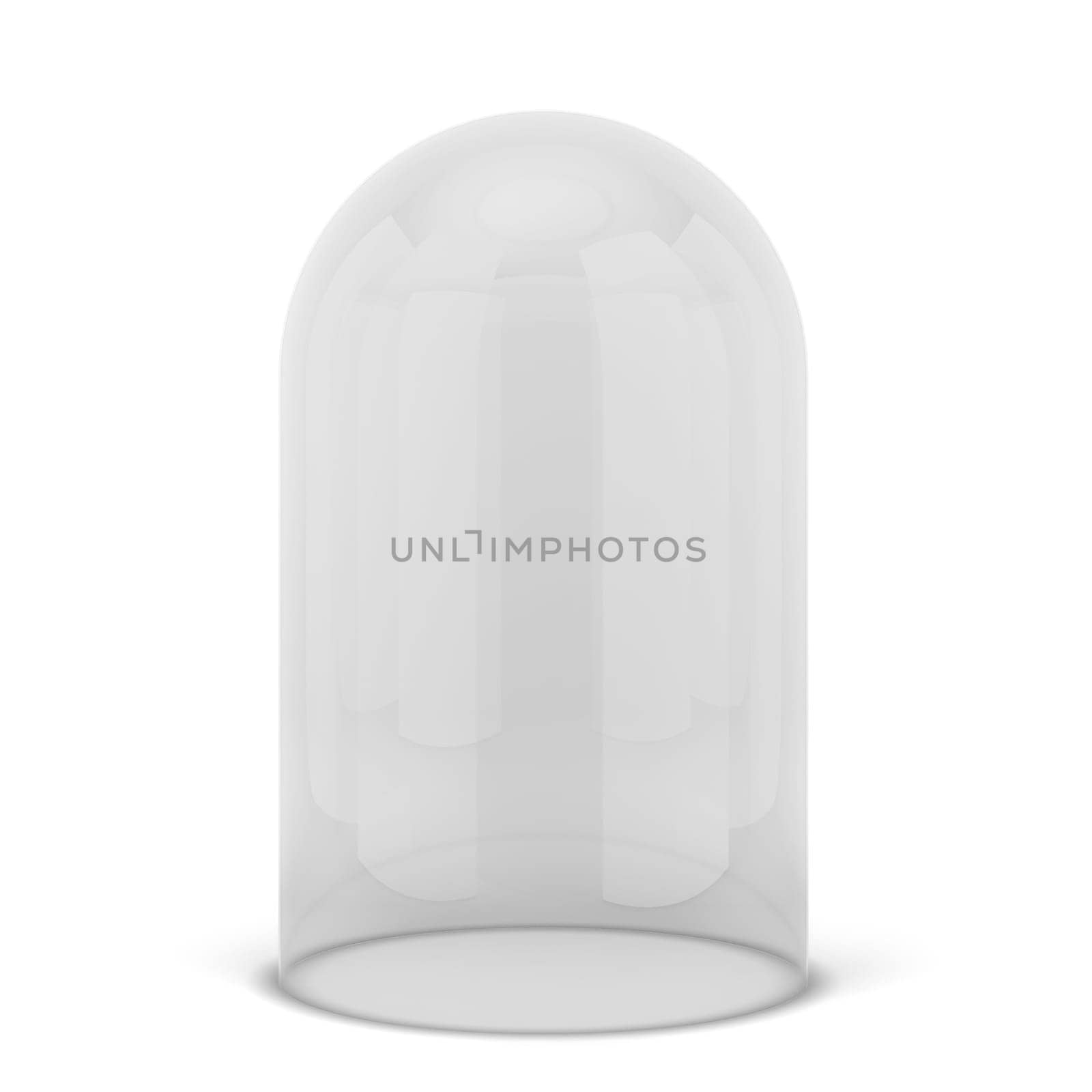 Glass dome on a stand. 3d illustration isolated on white background