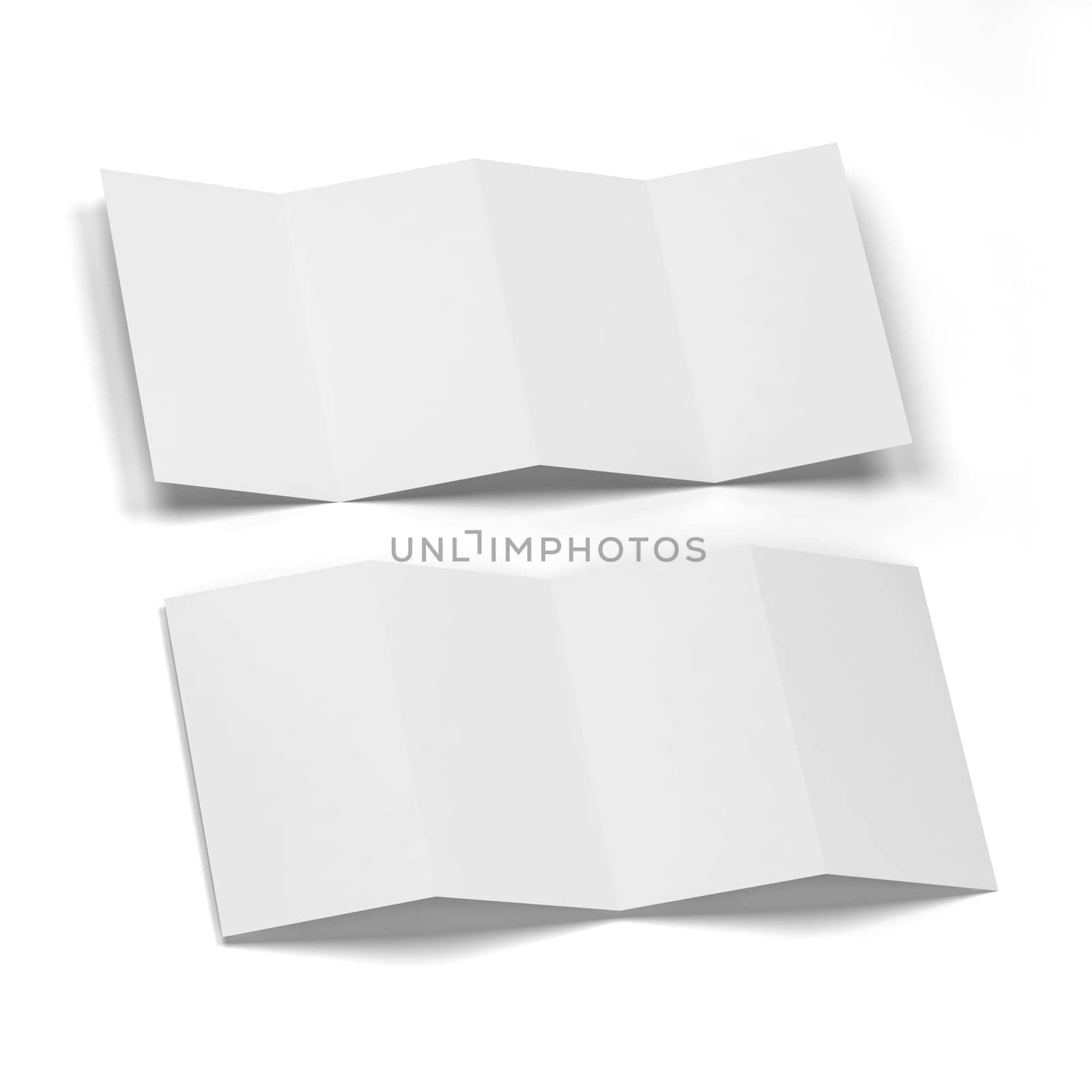 4-folded brochure mockup. 3d illustration isolated on white background