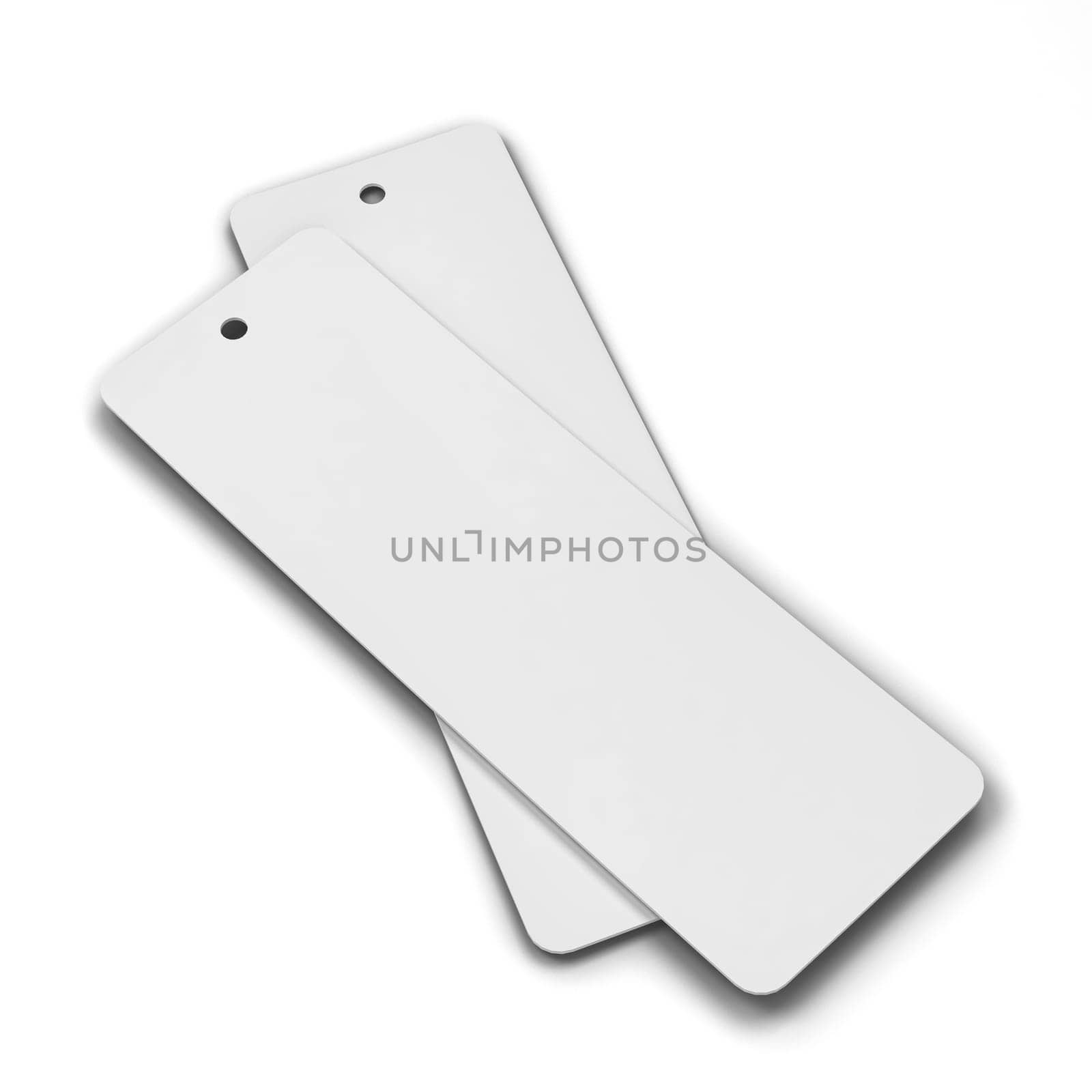 Blank bookmark mockup. 3d illustration isolated on white background