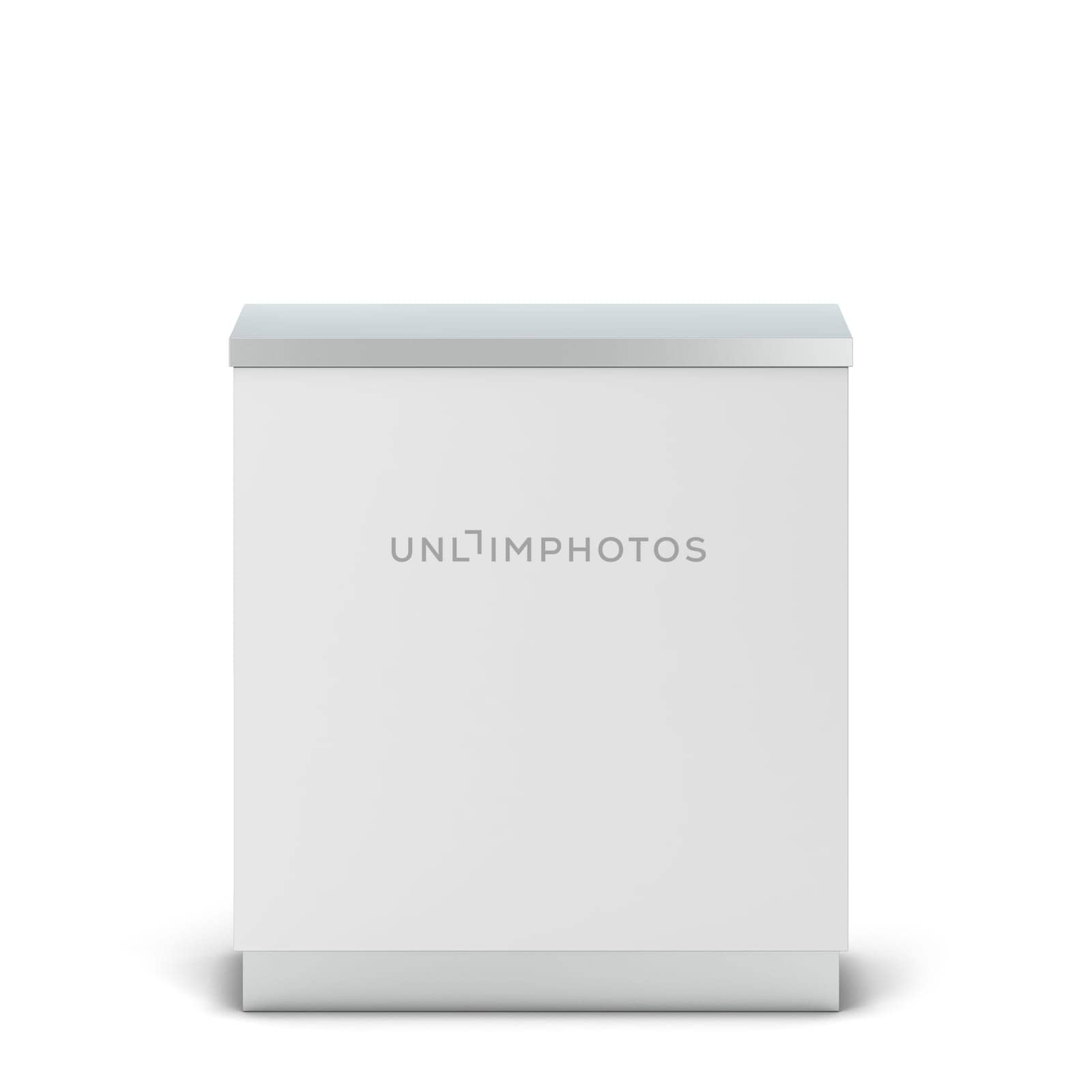 Blank counter stand mockup. 3d illustration isolated on white background