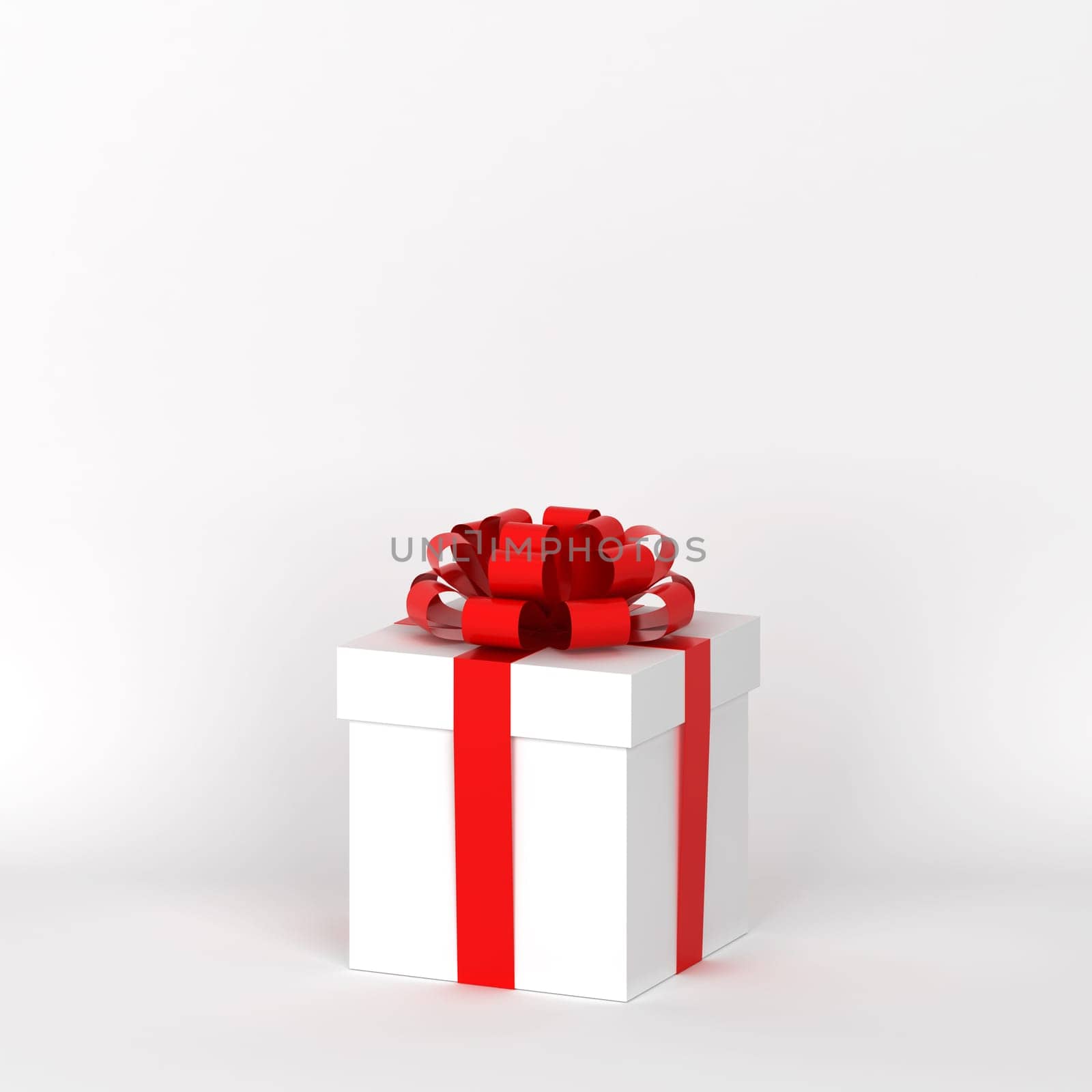 Gift box with colorful bow. 3d illustration. Minimal concept
