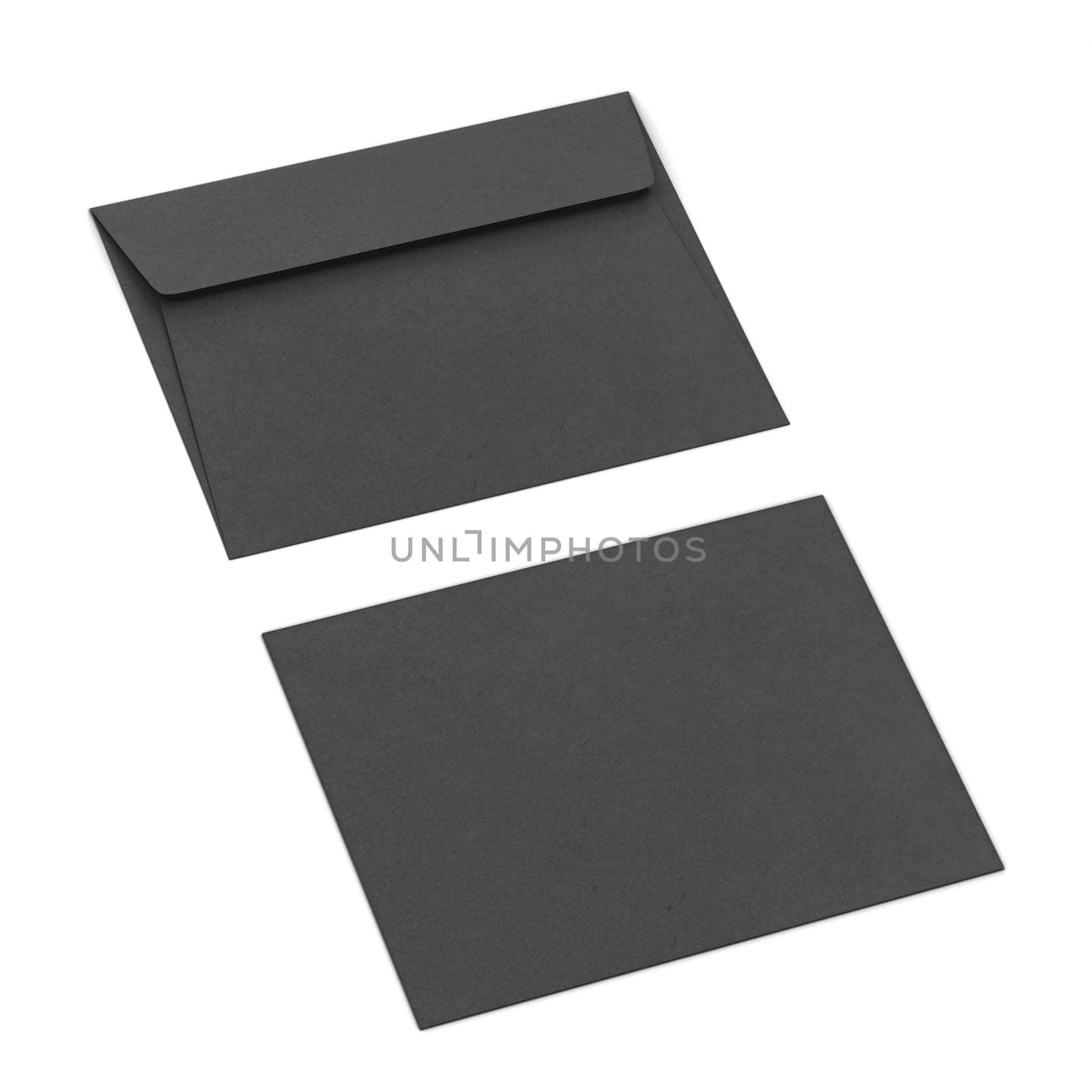 Blank paper envelope mockup. 3d illustration isolated on white background