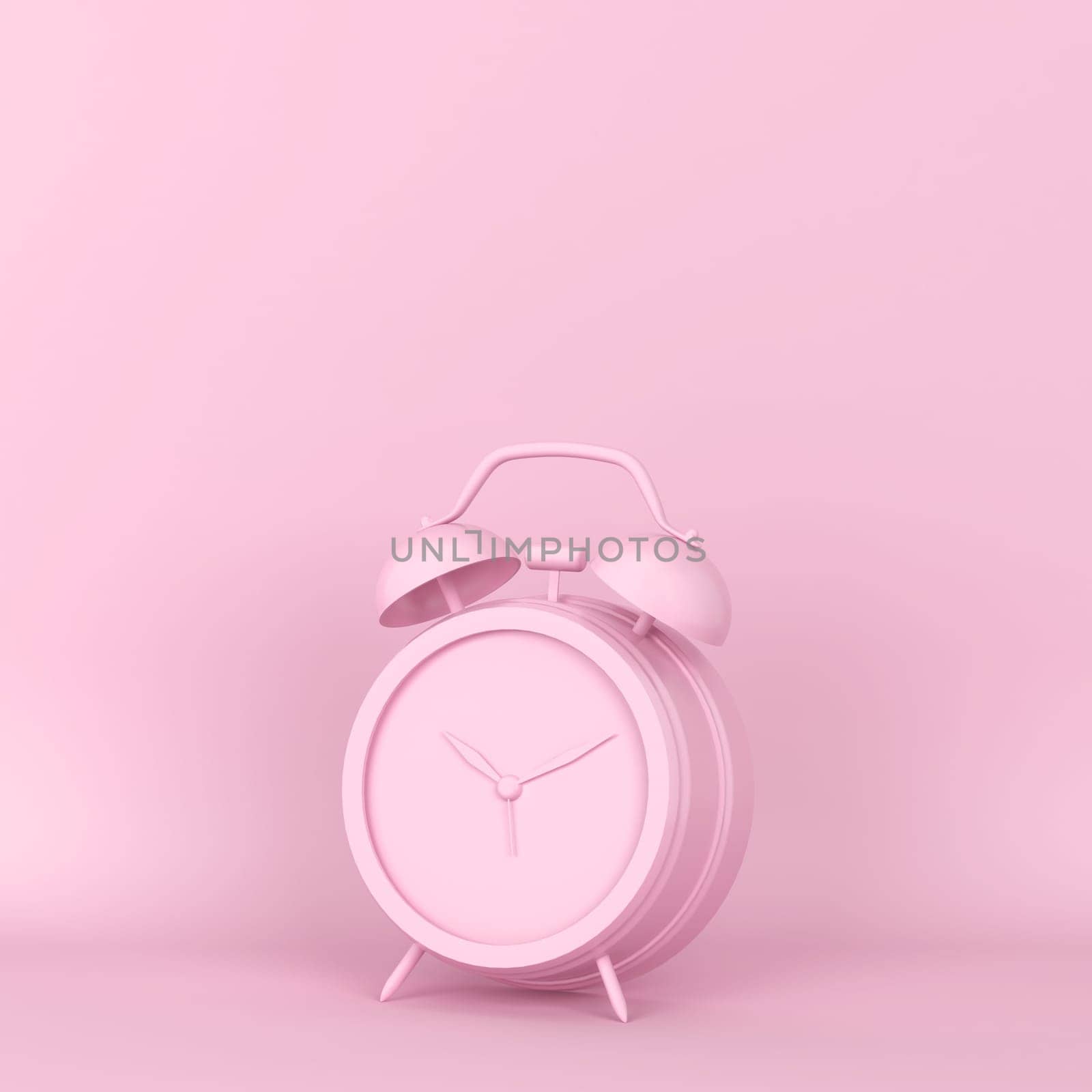 Vintage alarm clock. 3d illustration. Minimal concept