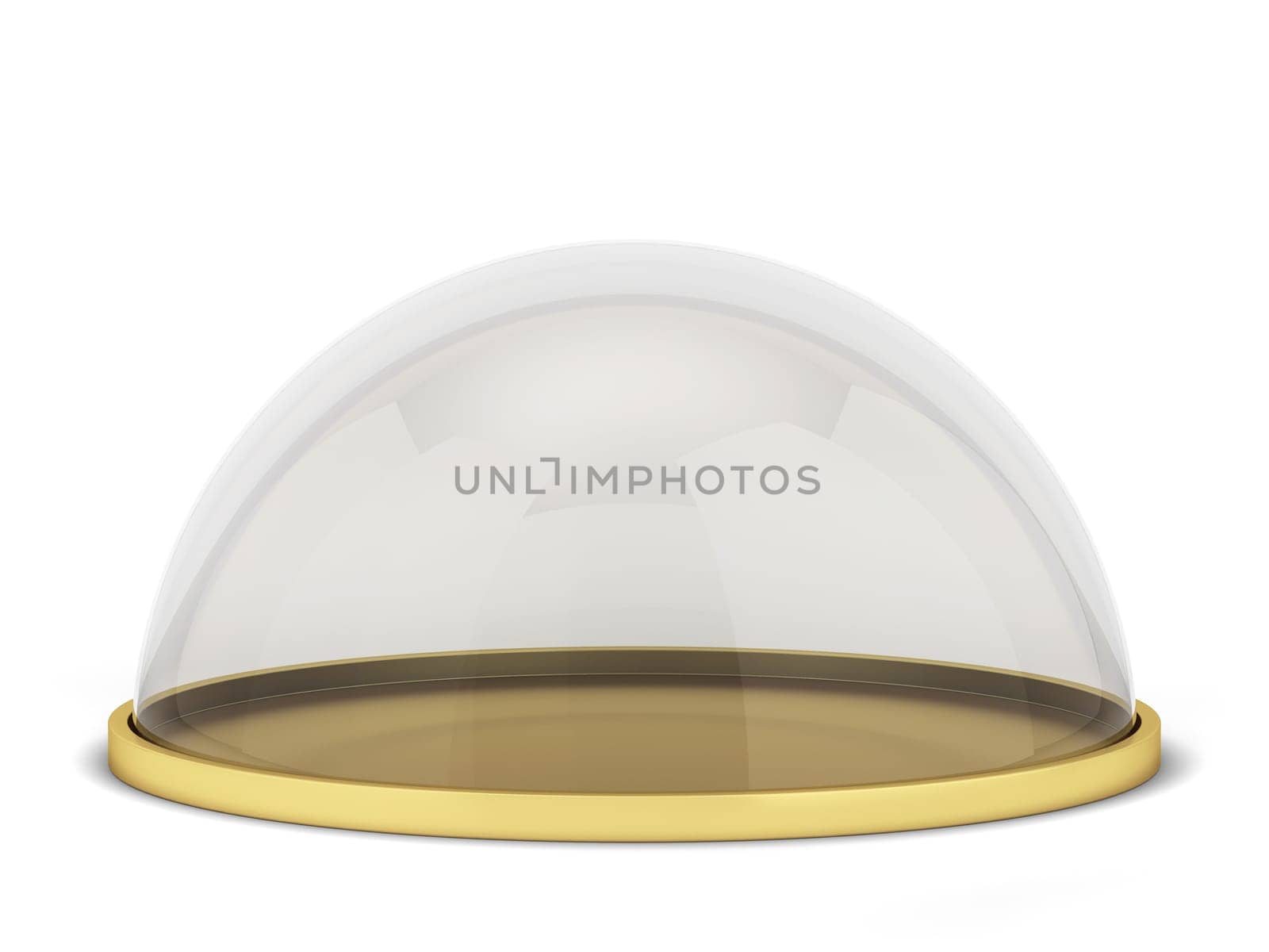 Glass dome on a stand. 3d illustration isolated on white background