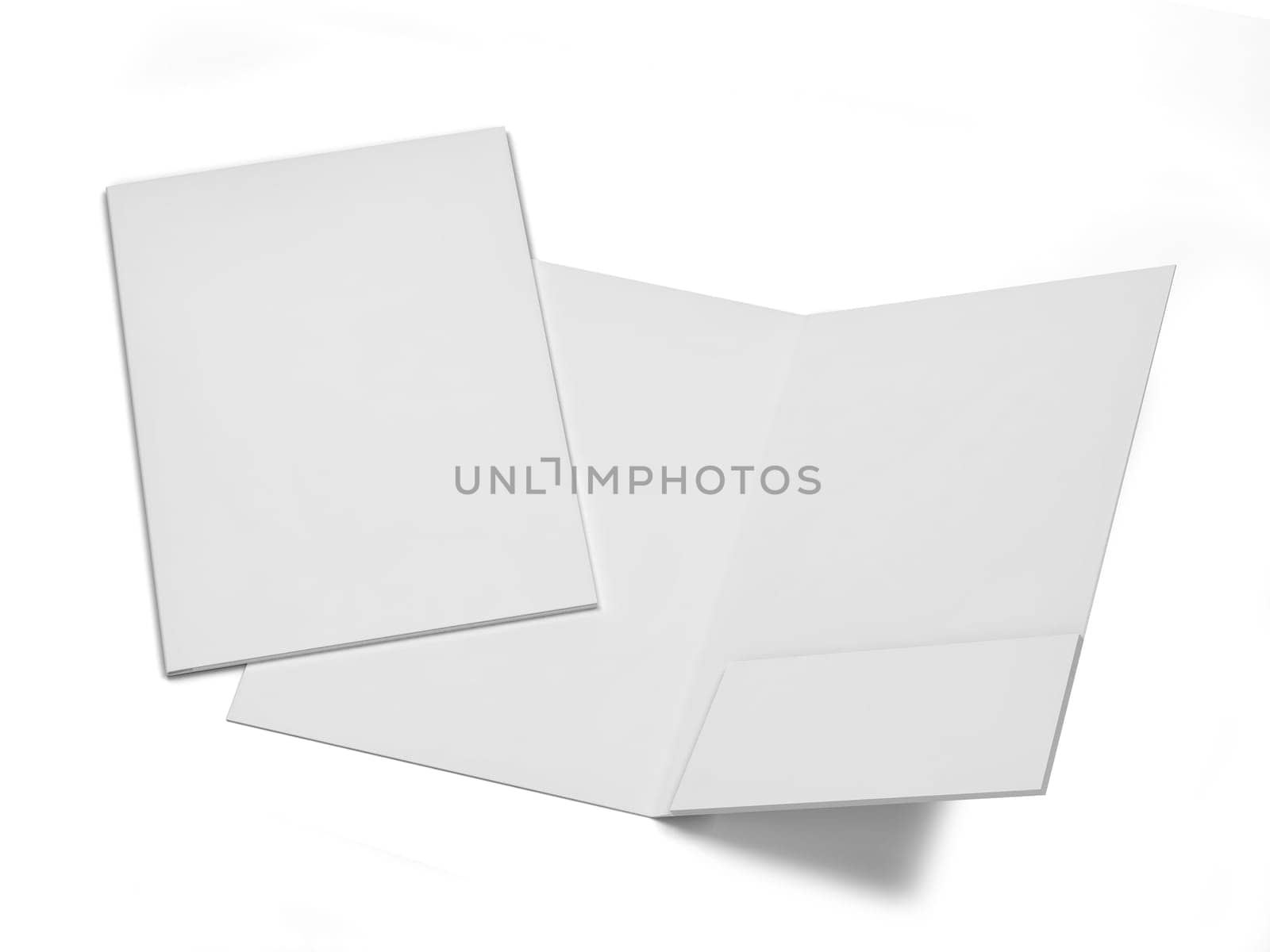 Blank paper folder mockup. 3d illustration isolated on white background