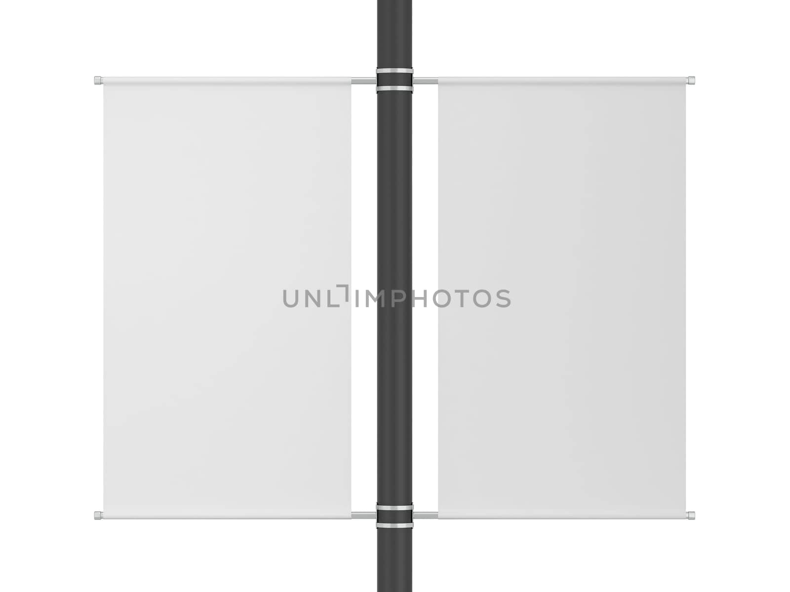 Blank pole banner mockup. 3d illustration isolated on white background