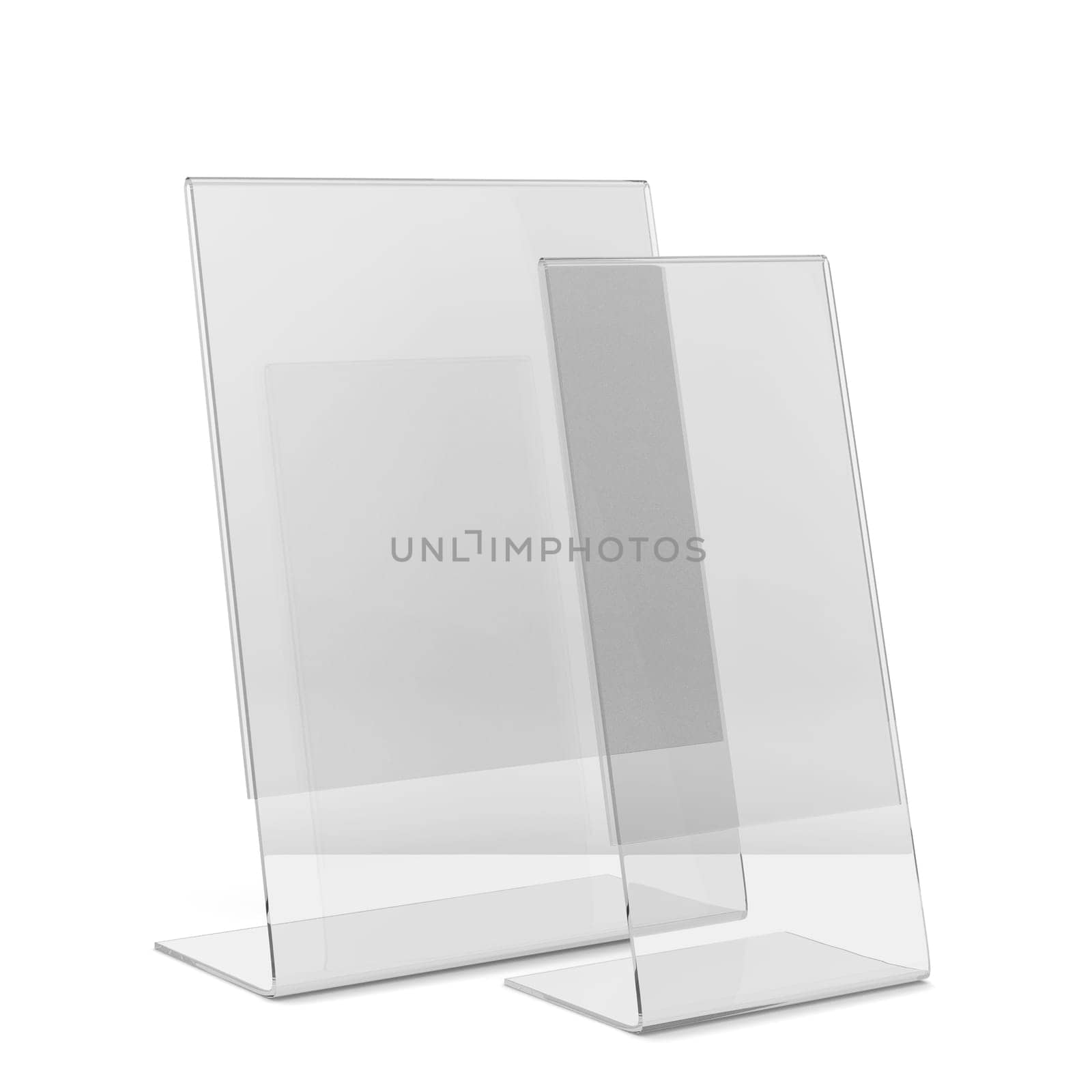 Two plastic holders. 3d illustration isolated on white background