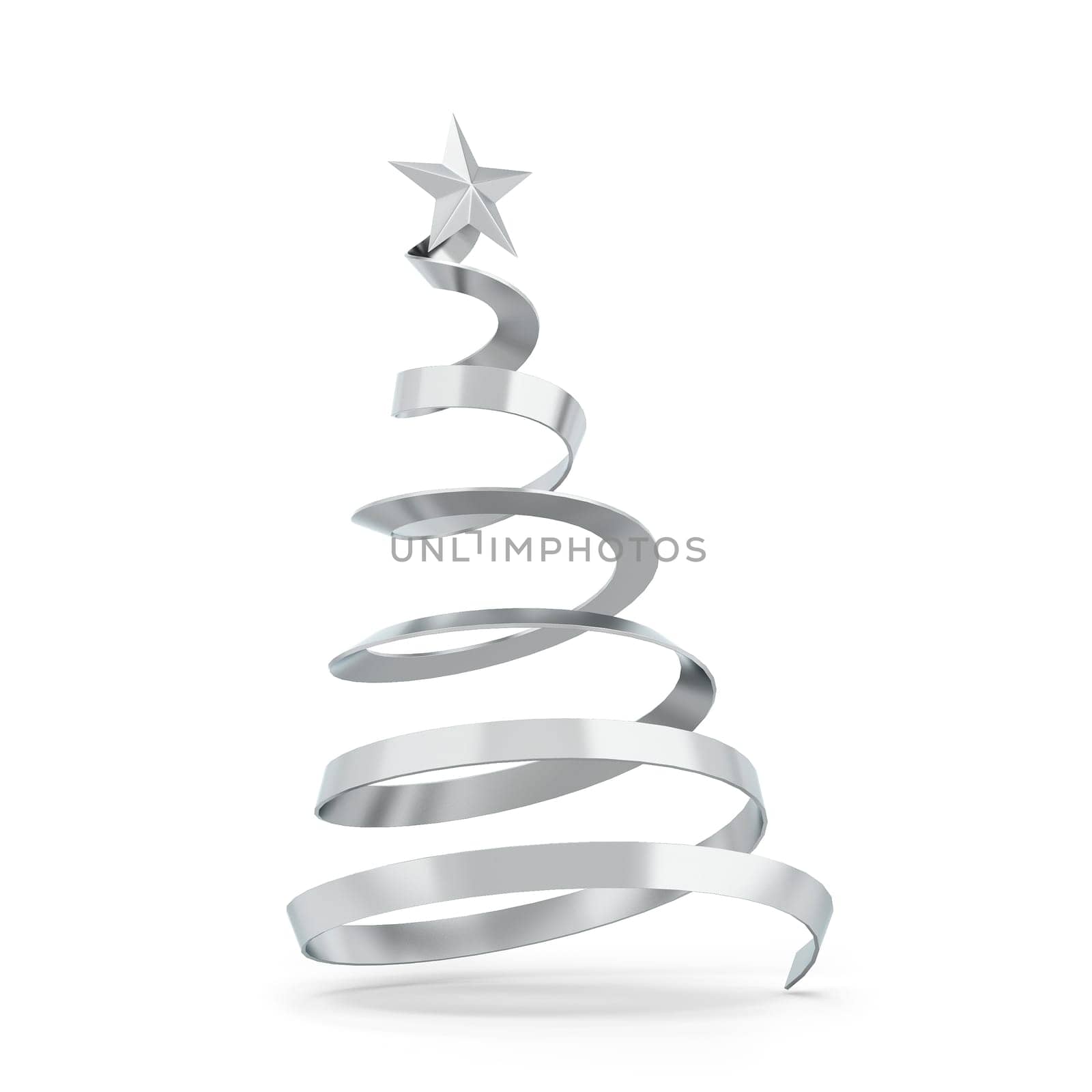 Minimalistic style christmas tree with a star. 3d illustration