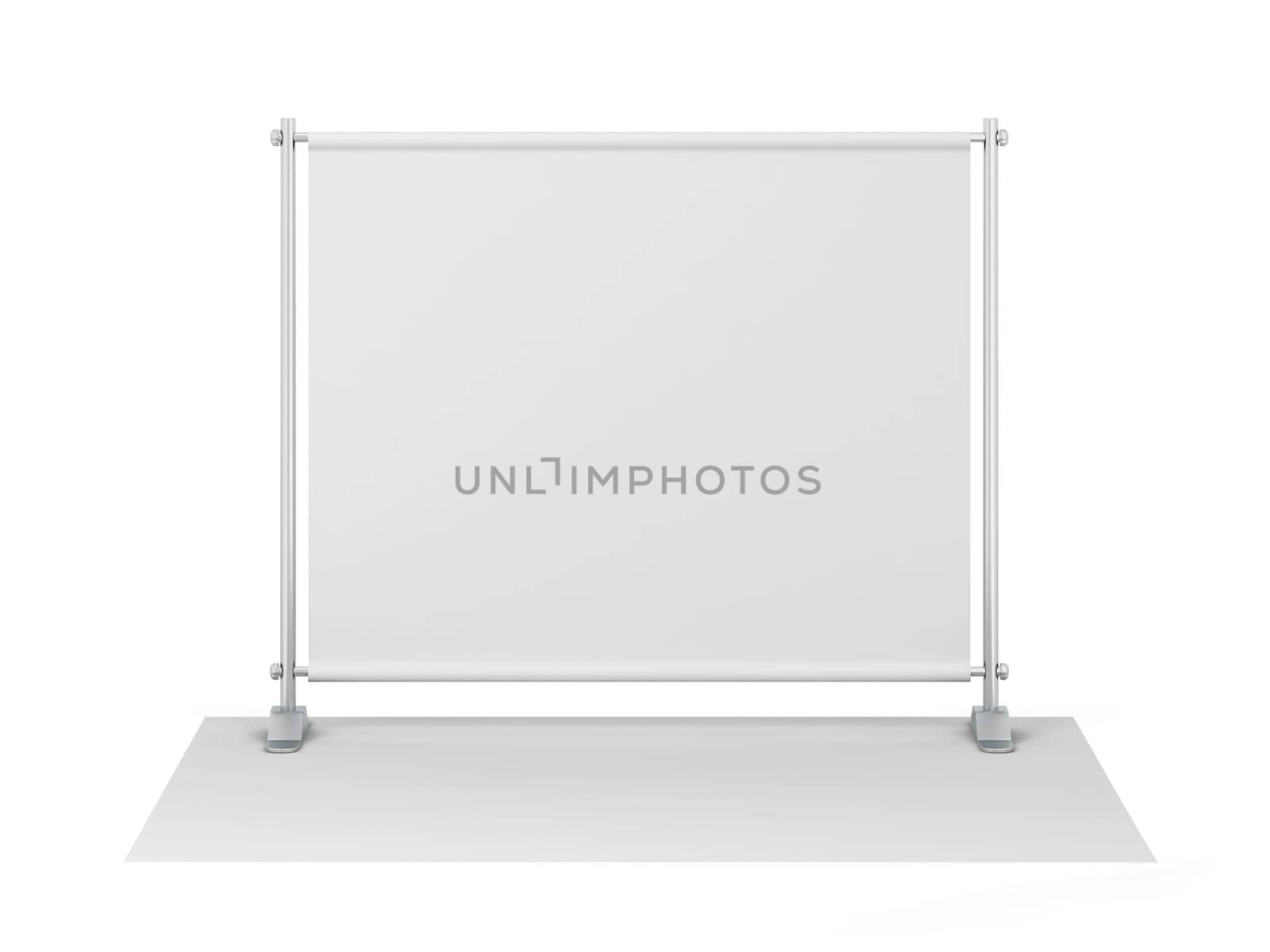 Blank backdrop banner mockup. 3d illustration isolated on white background