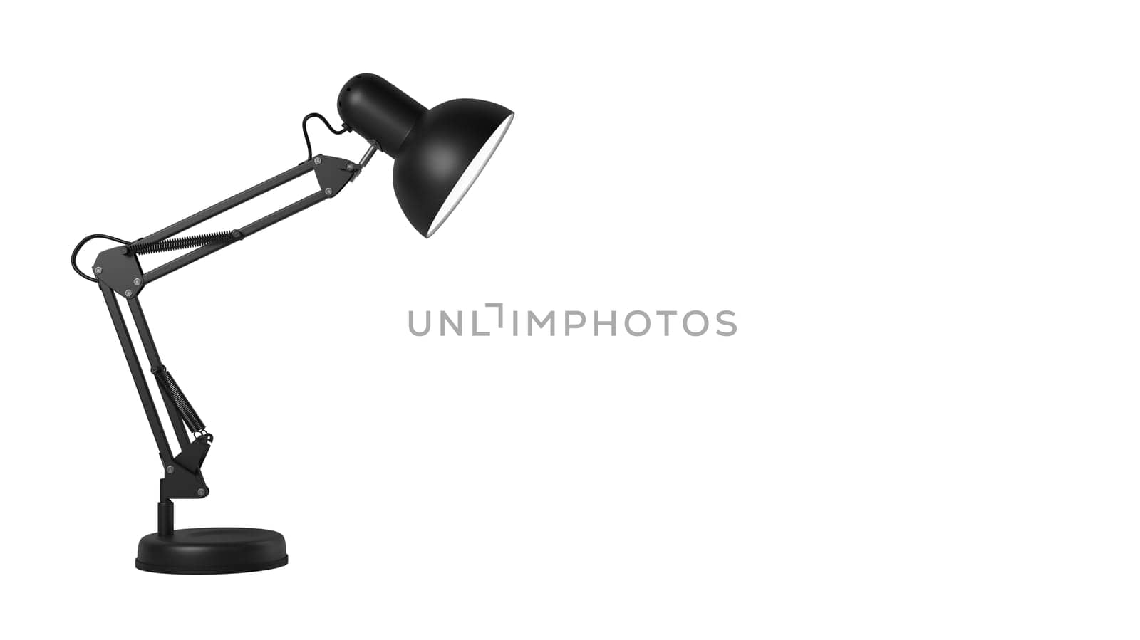 Black Desk Lamp Isolated on White Background 3D Illustration
