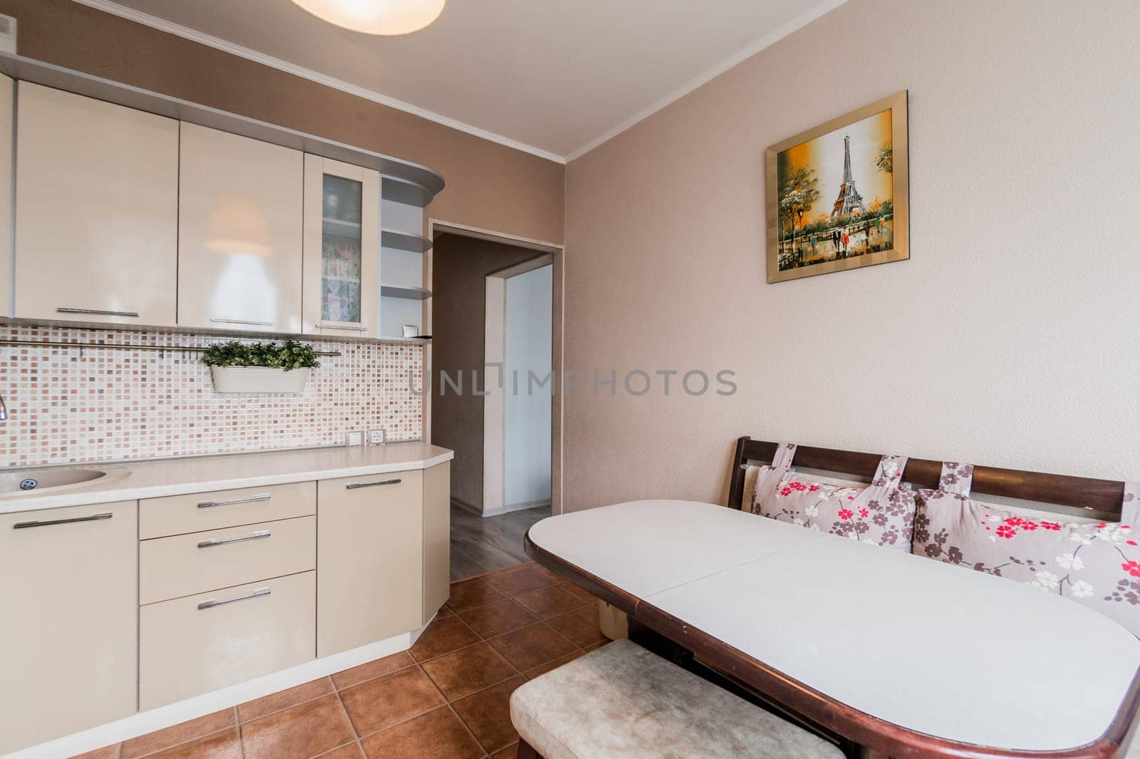 Russia, Moscow- August 05, 2019: interior room apartment modern bright cozy atmosphere. general cleaning, home decoration, preparation of house for sale