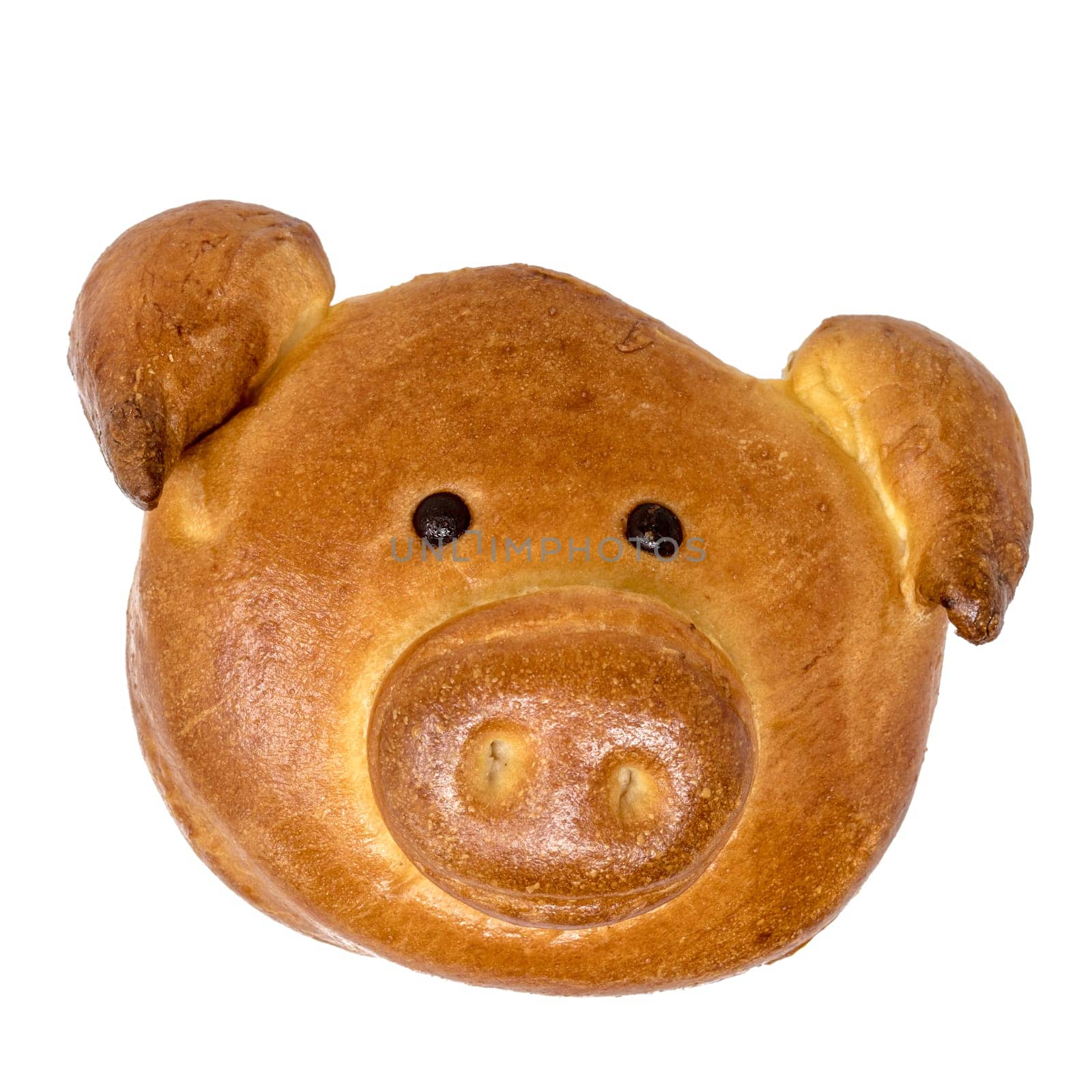 Christmas cookies in the form of a pig's face as fortune cookies / lard cookies isolated on white