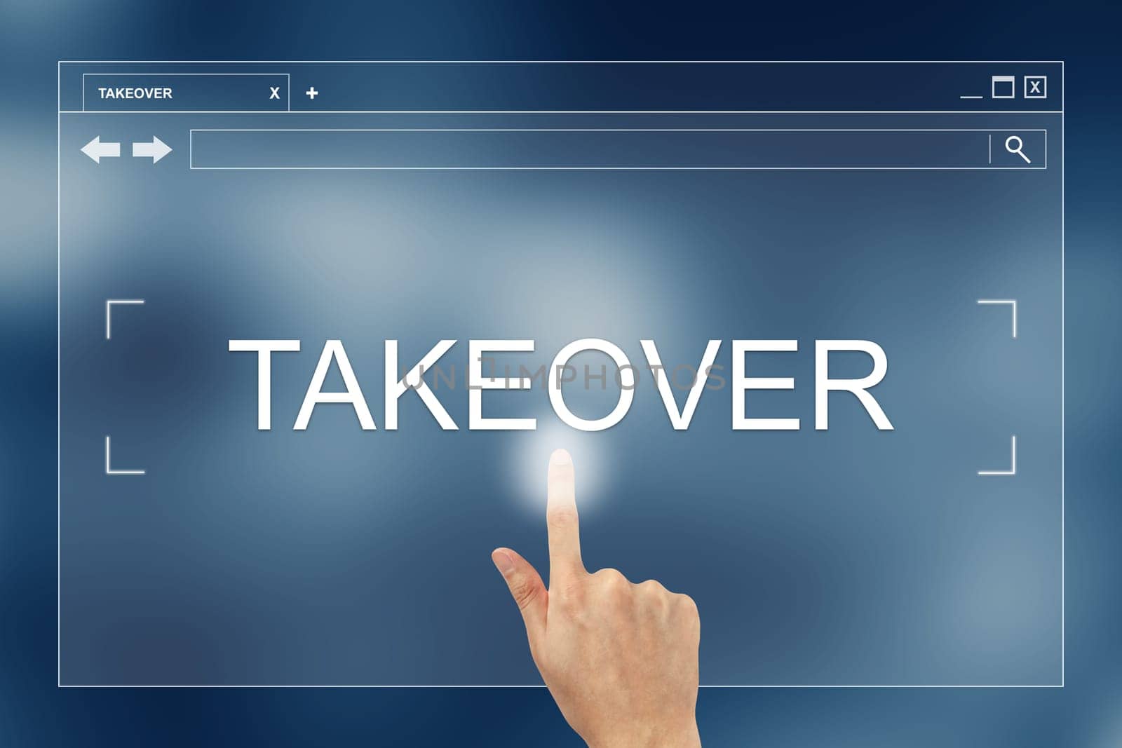 hand press on takeover button on webpage