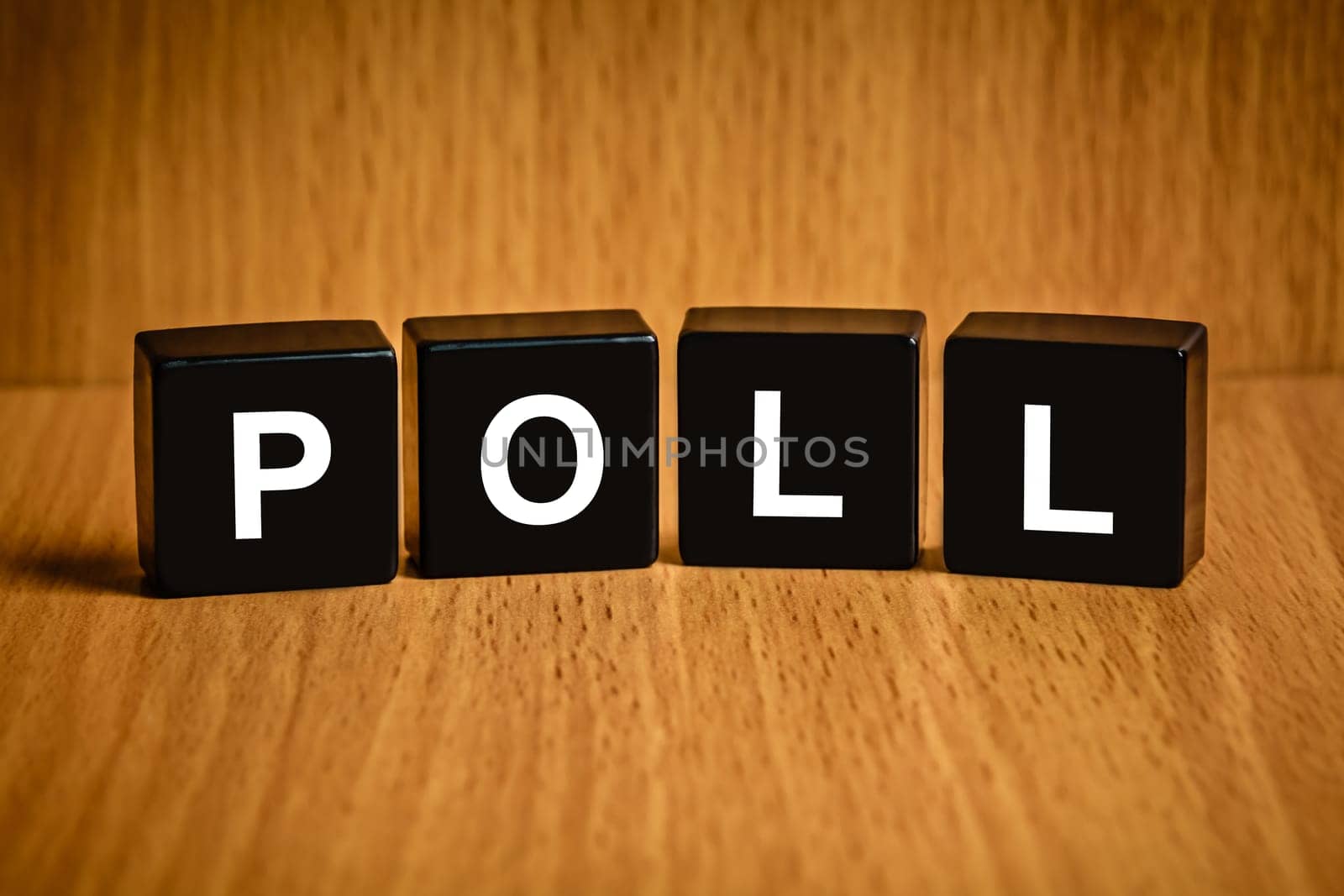 Poll or vote text on black block