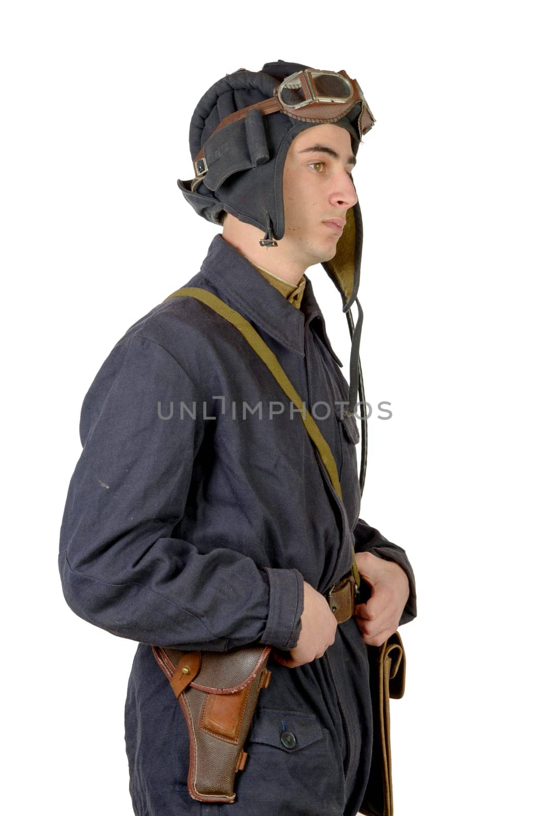 soviet tank driver on the white background