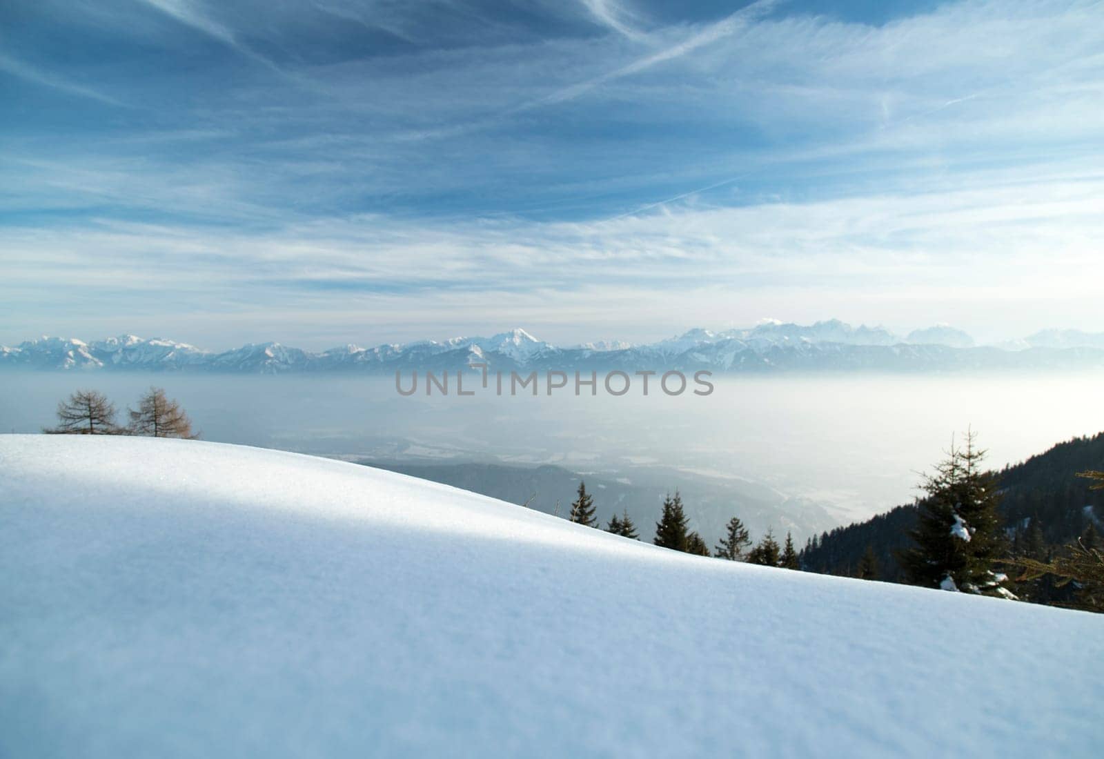 Space for your text, Wintr scene, amazing mountain view