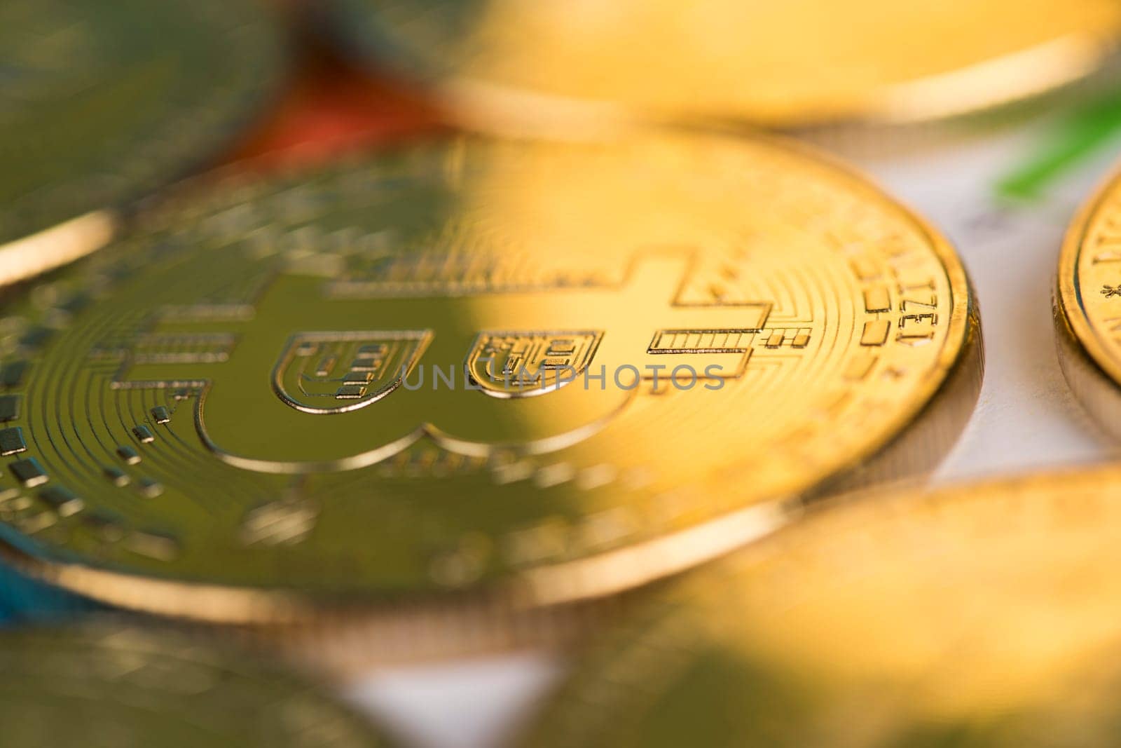 Bitcoins and new virtual money concept, financial chart