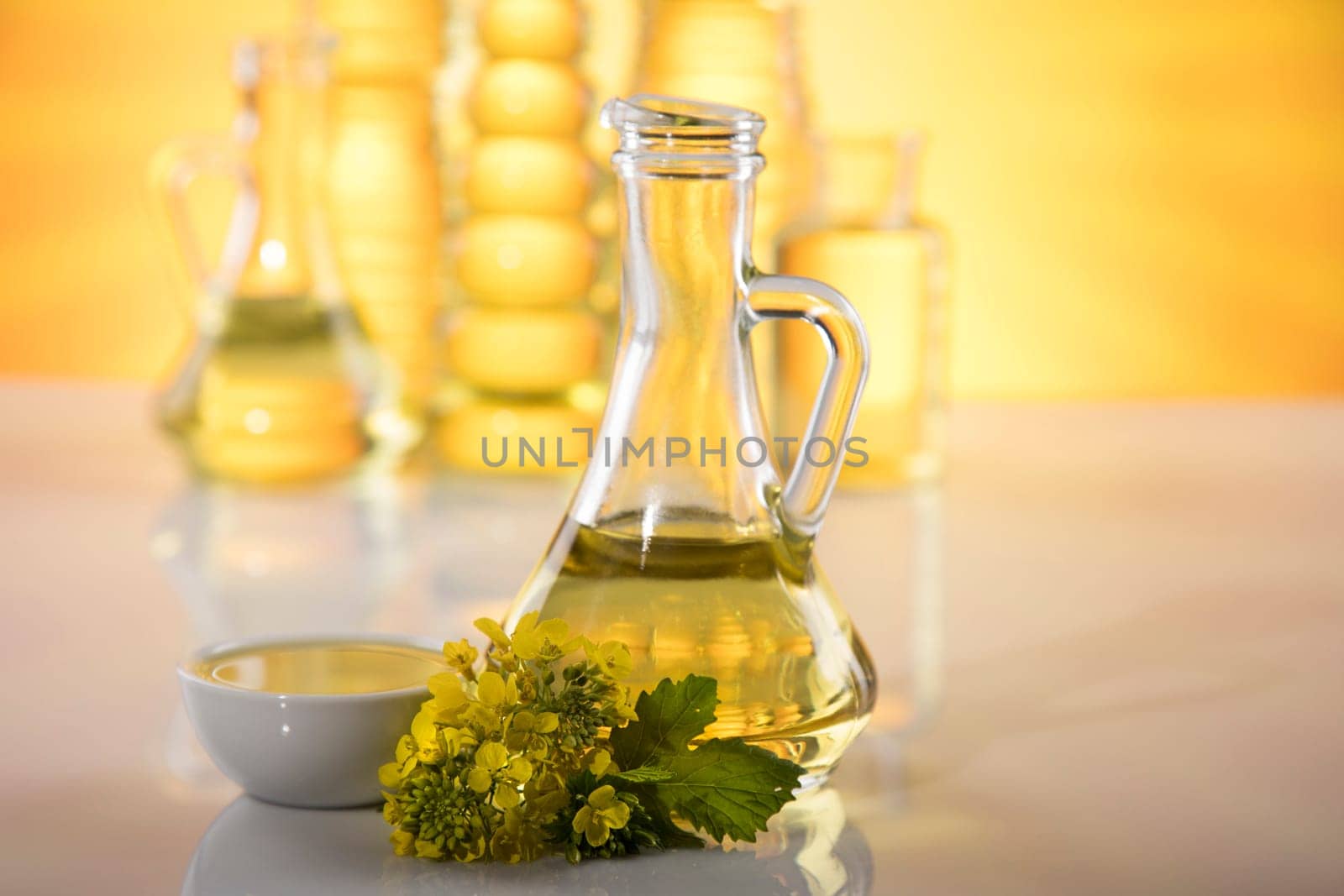 Healthy oil from rapeseed oil. Cooking oils in bottle
