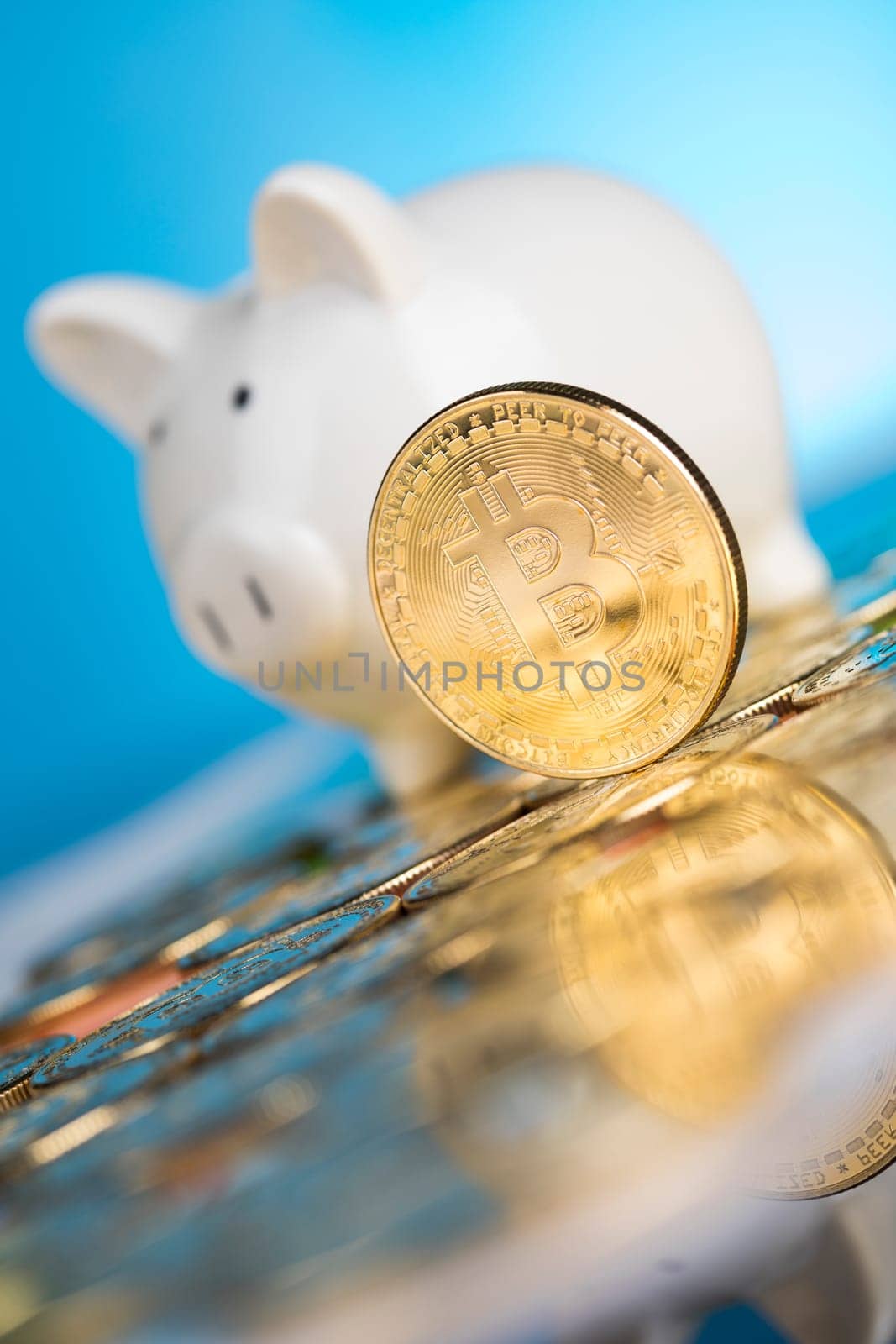 Bitcoins and new virtual money concept, financial chart