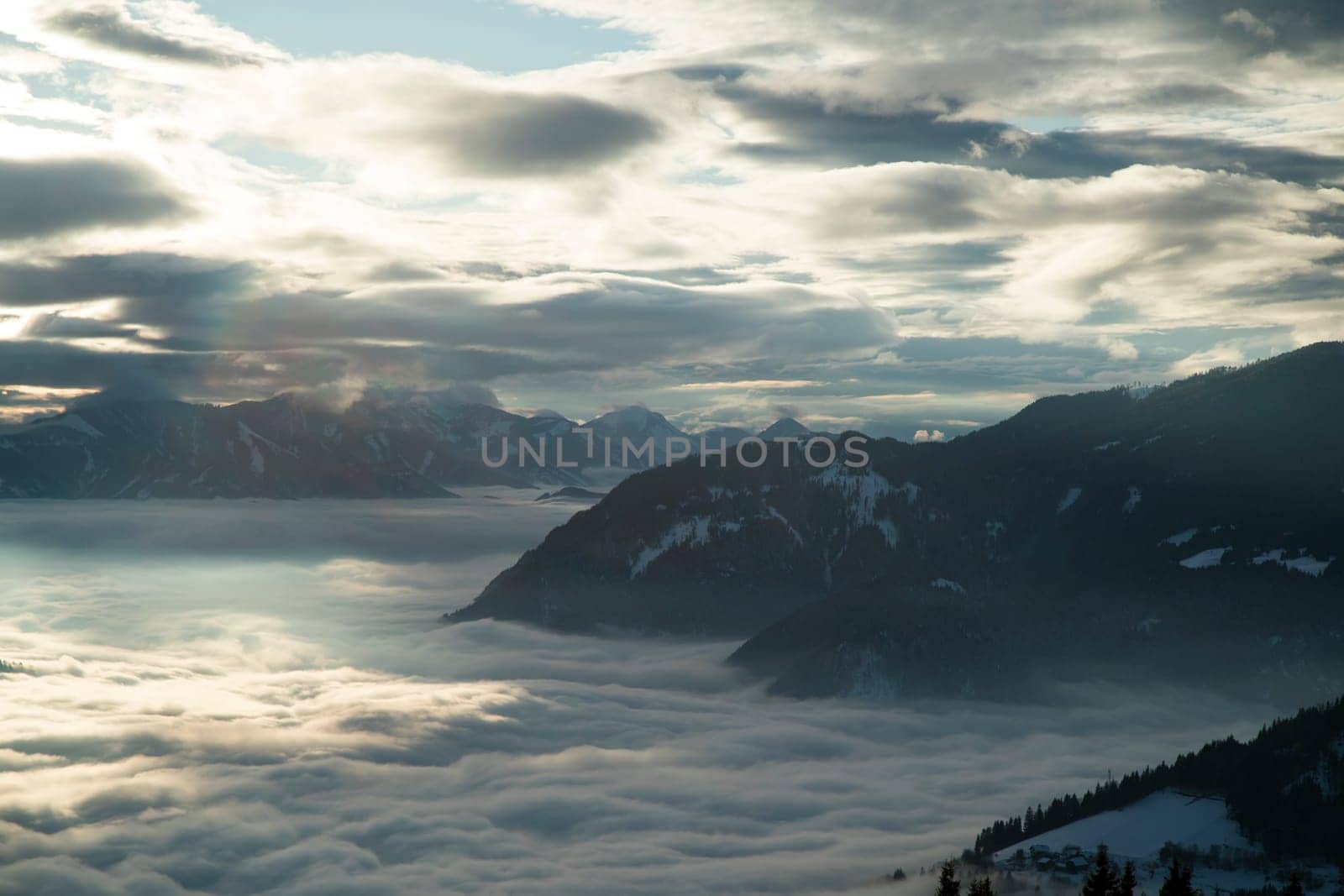 Winter nature landscape, amazing mountain view