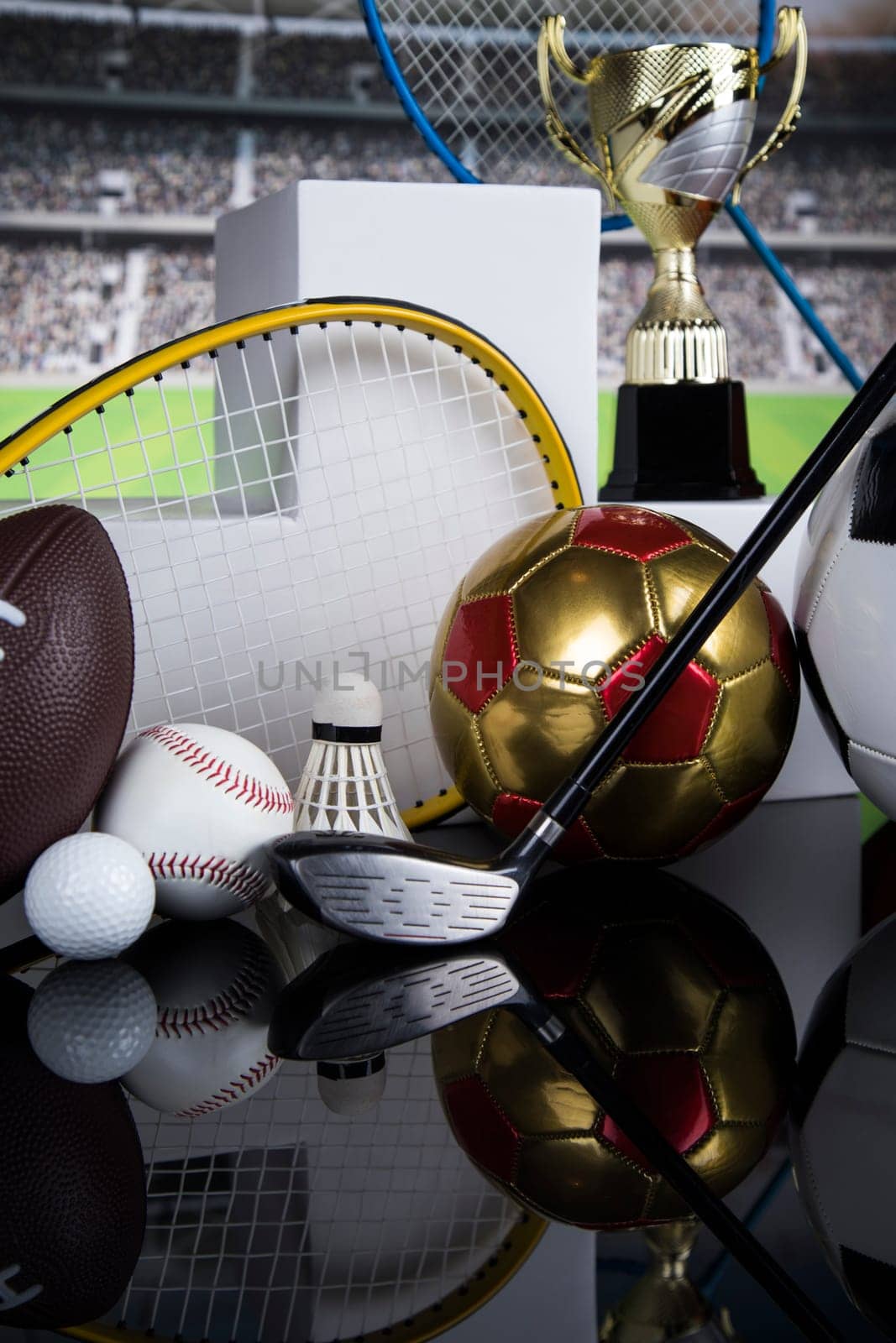 Podium for sports awards, equipment and balls