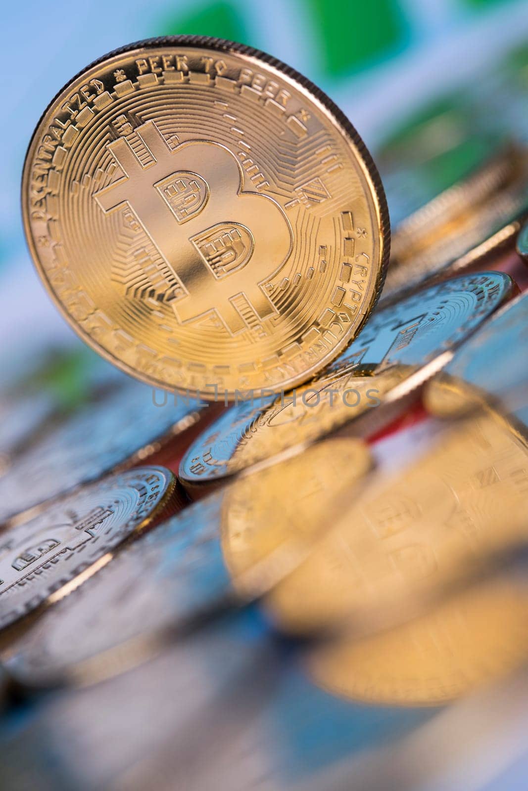 Bitcoins and new virtual money concept, financial chart