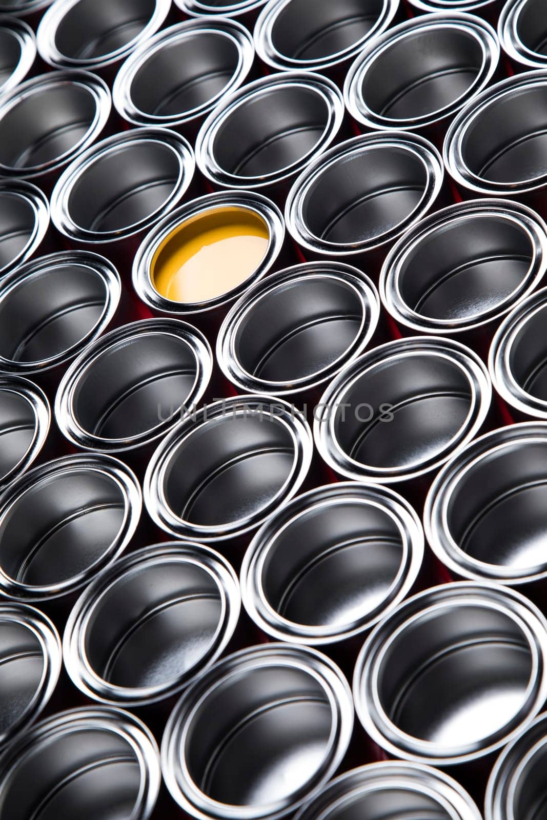 Open buckets with a paint, colors background