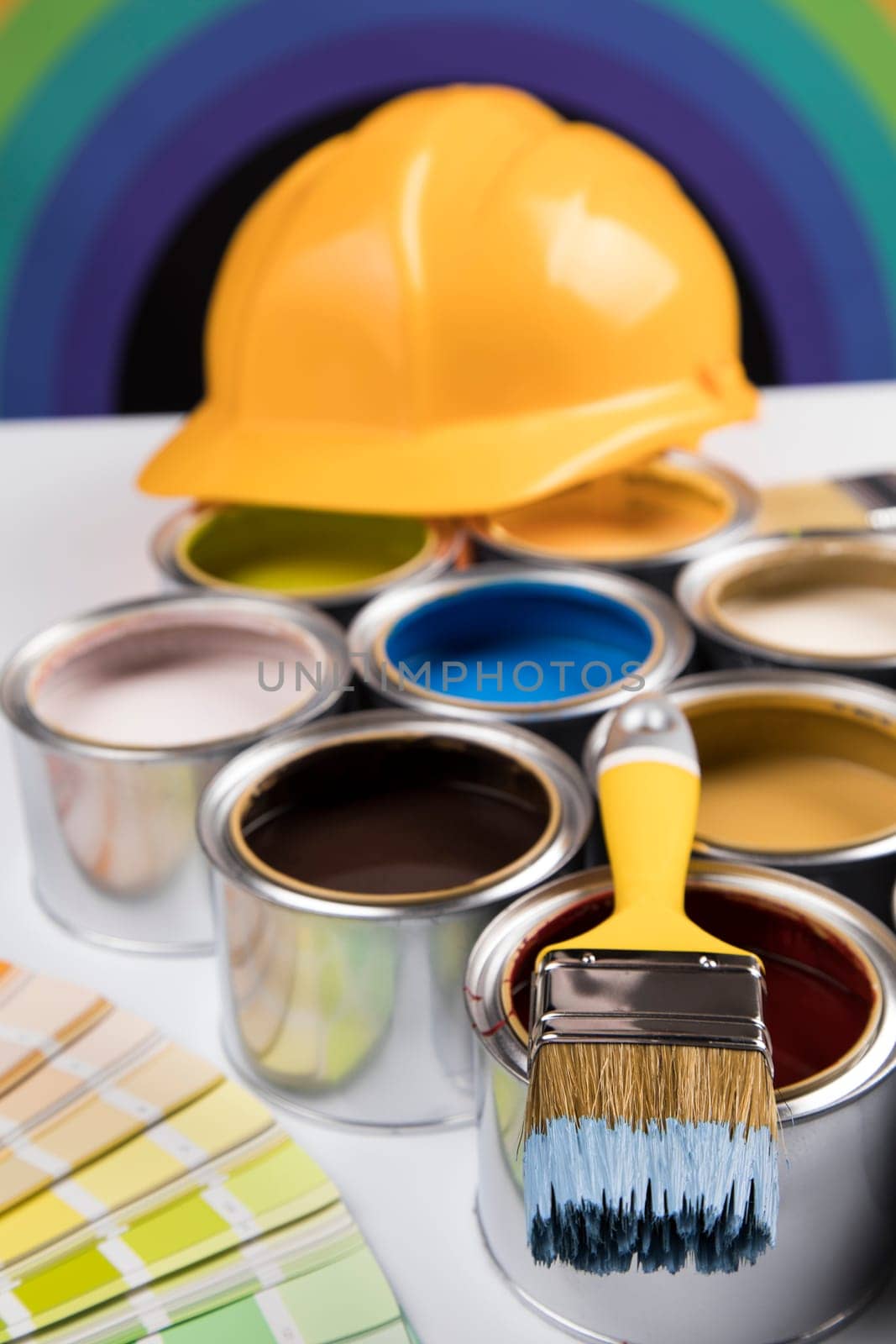 Paint can and paintbrush, Rainbow colors