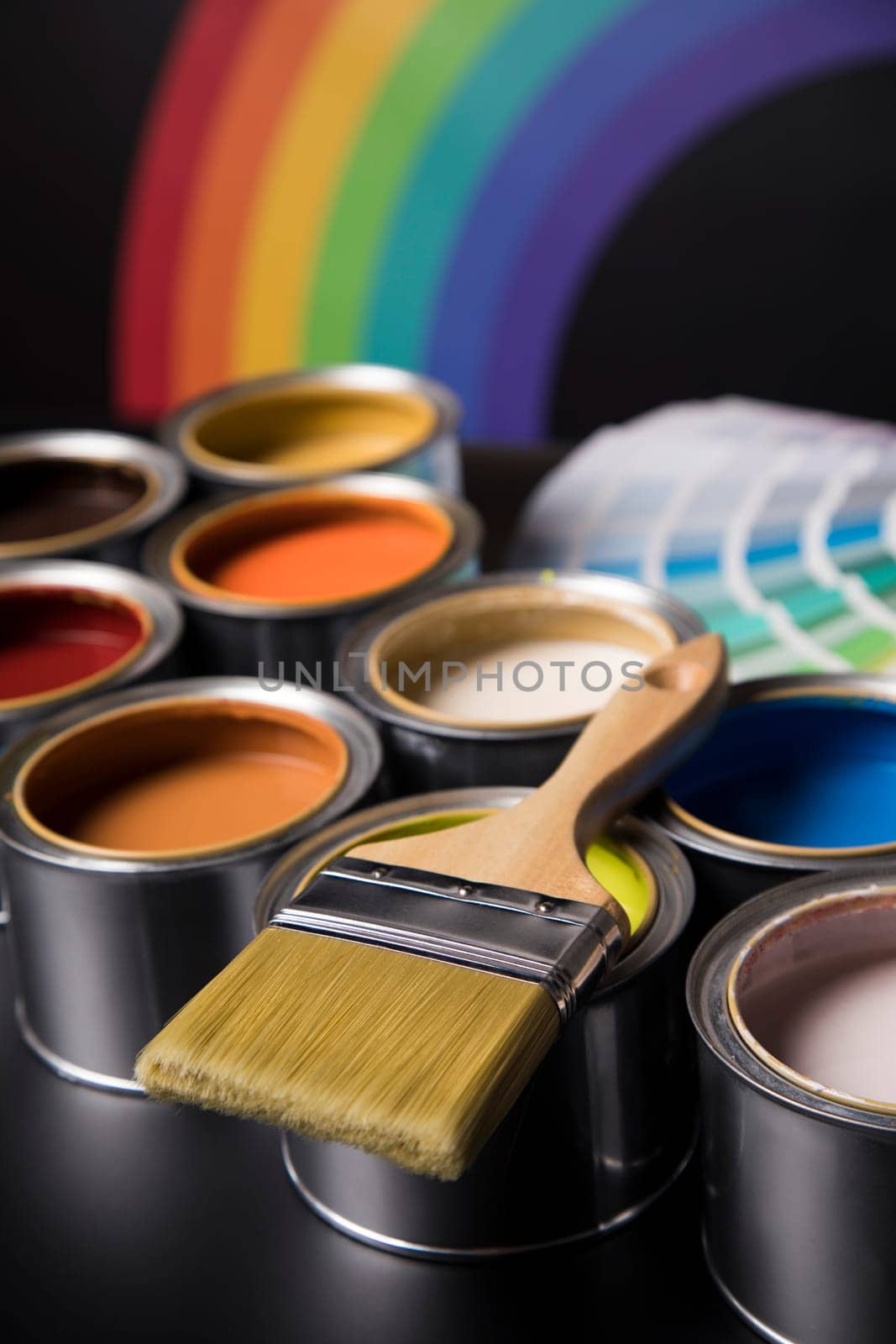 Paint can and paintbrush, Rainbow colors