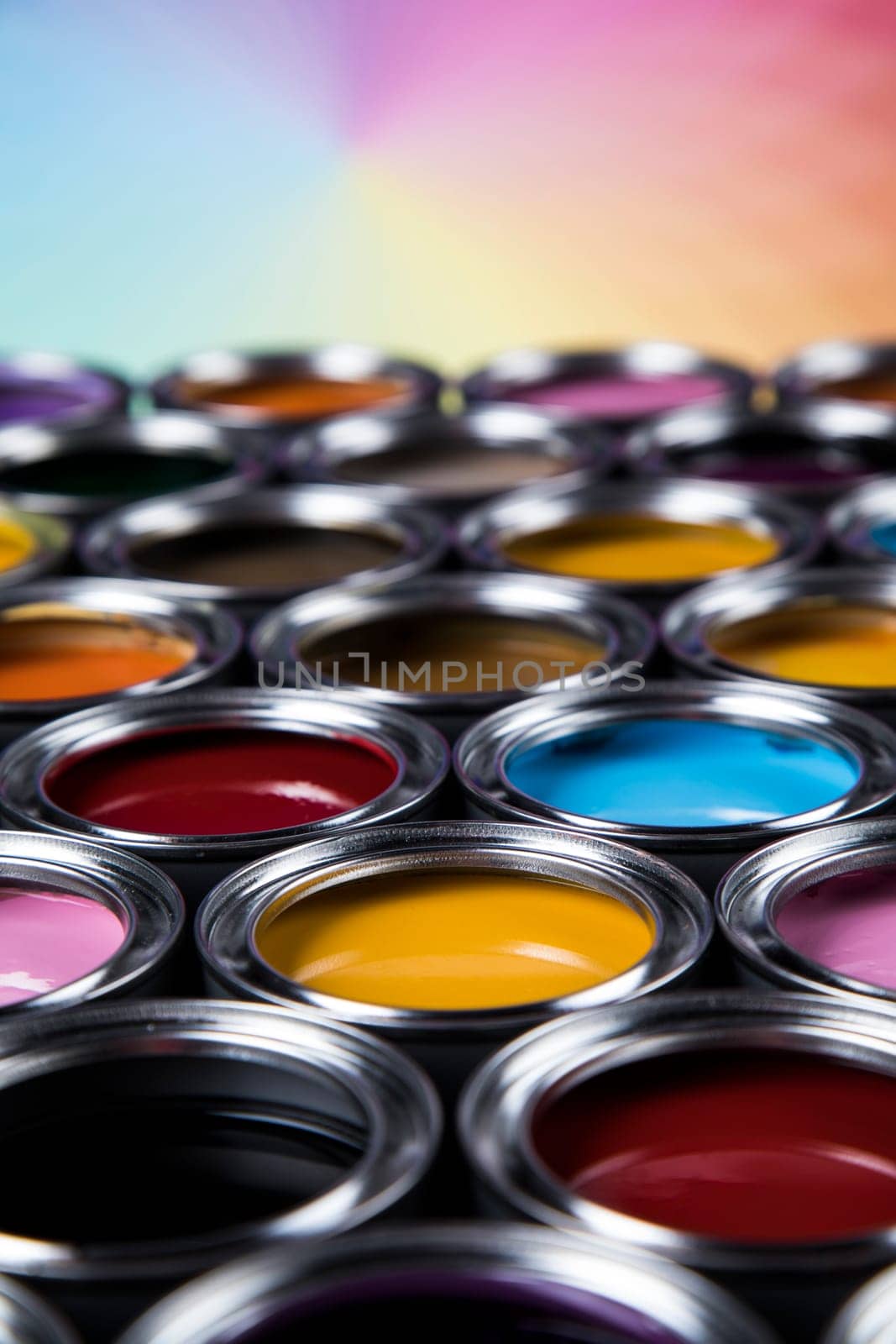 Rainbow colors, Open cans of paint