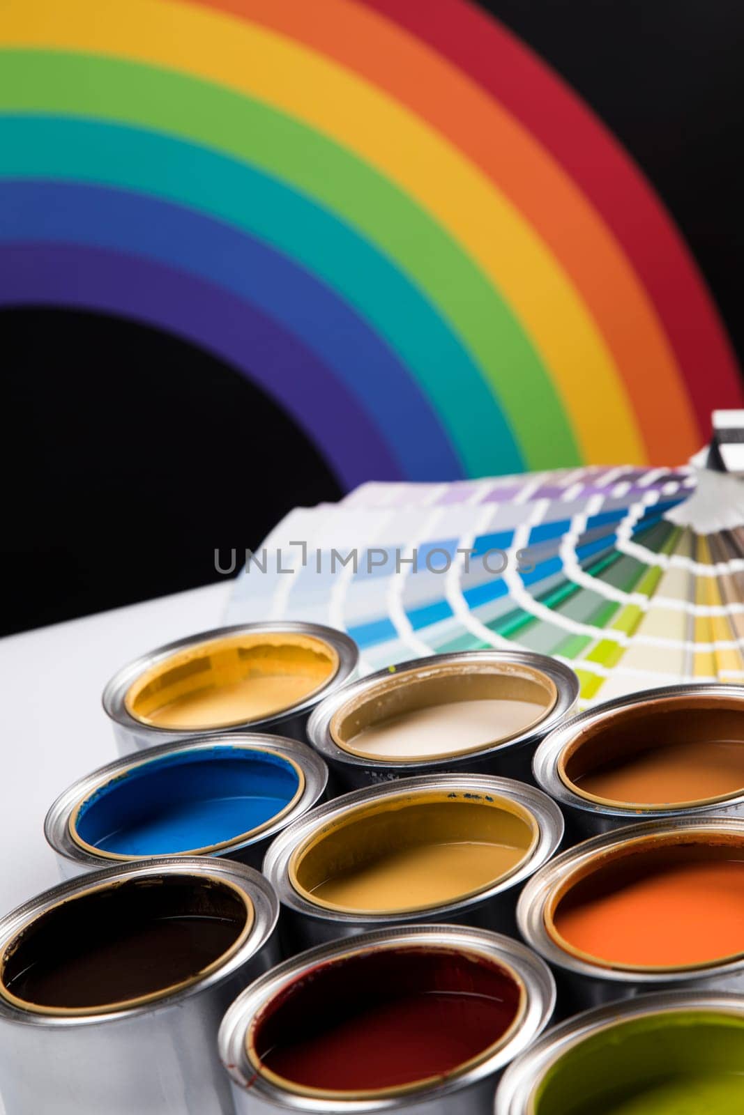 Rainbow colors, Open cans of paint