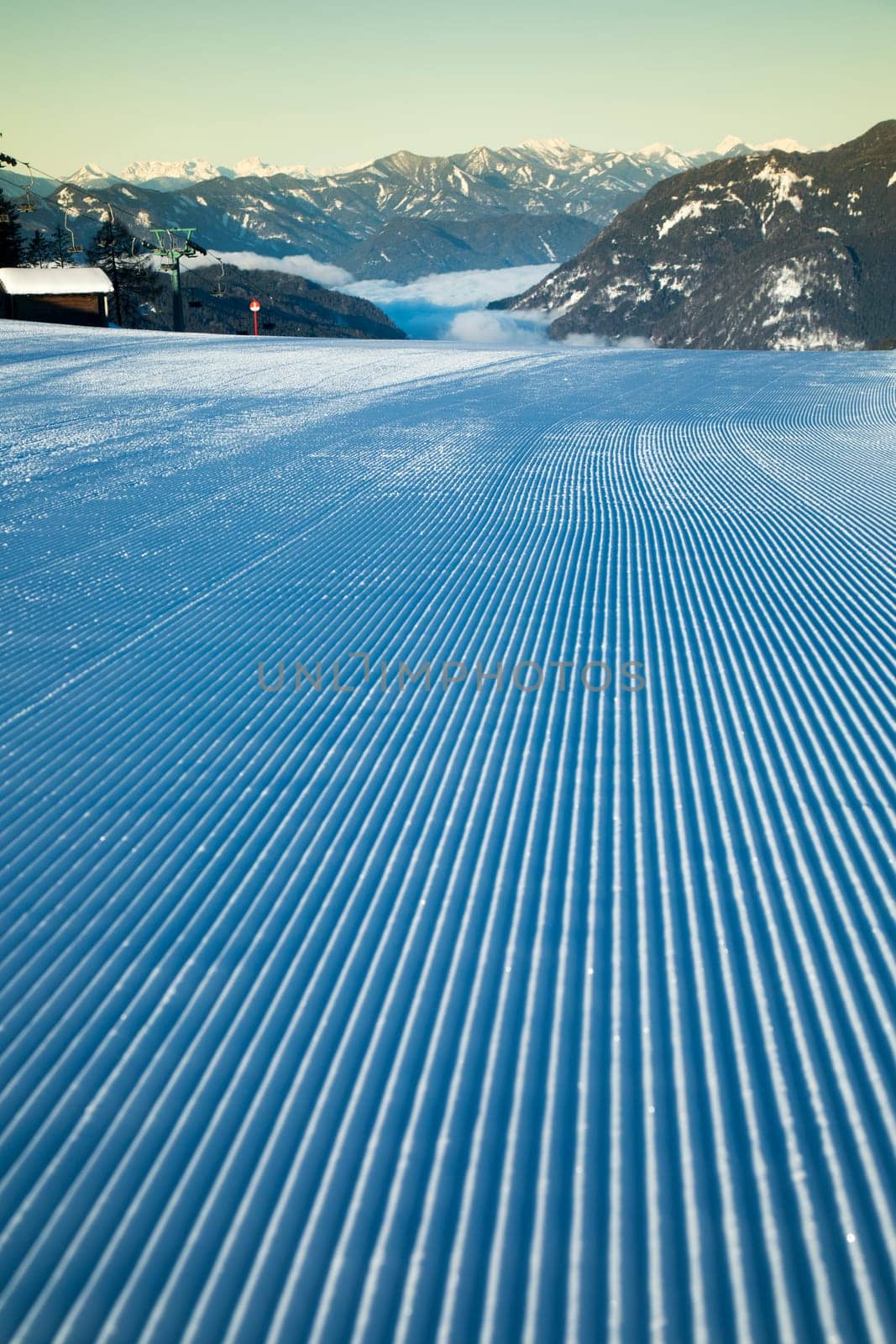 Winter view in the mountains, ski resort