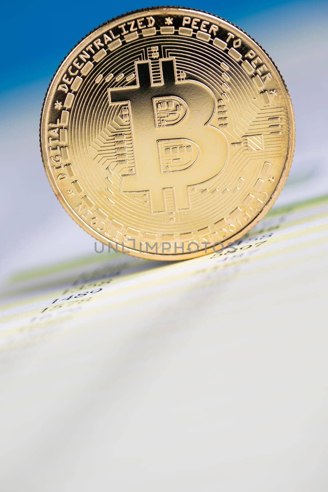 Virtual money, Currency. Bitcoin coins, financial